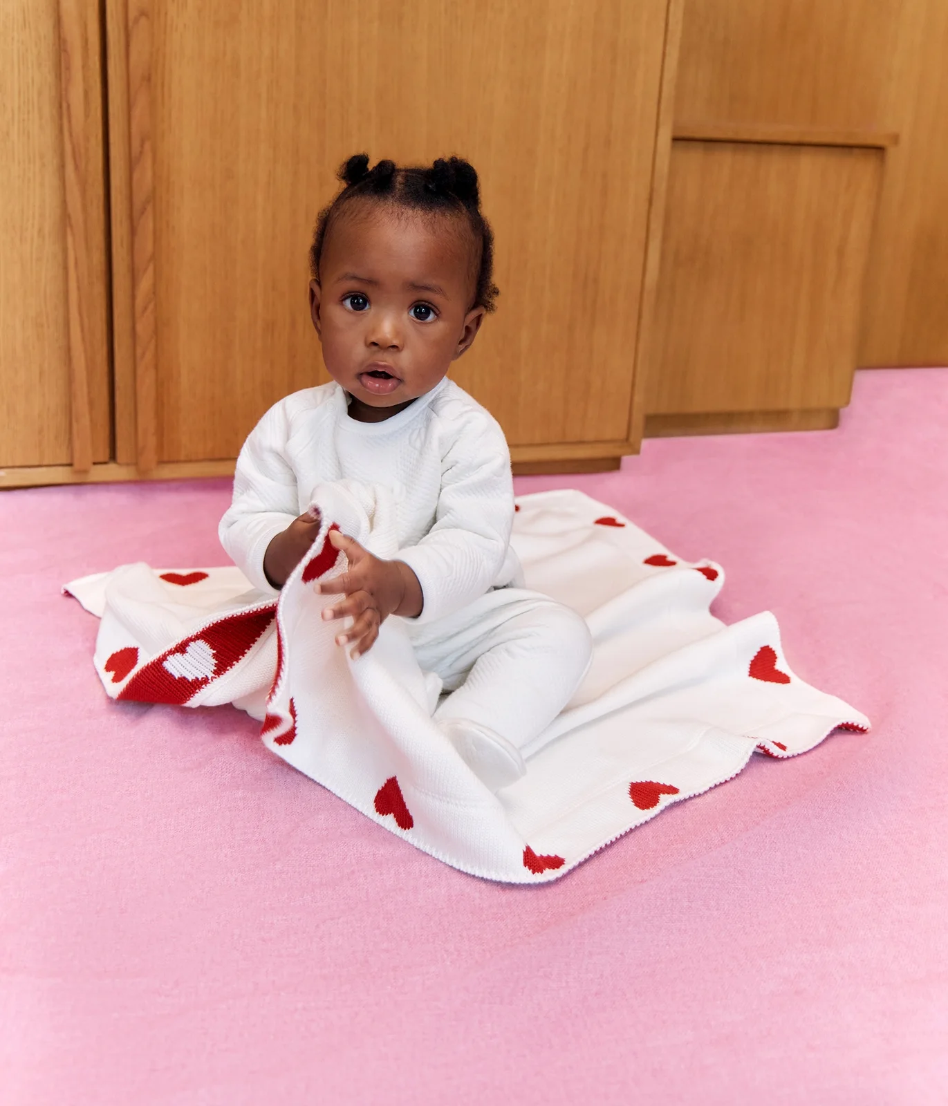 Unisex knitted cotton baby blanket