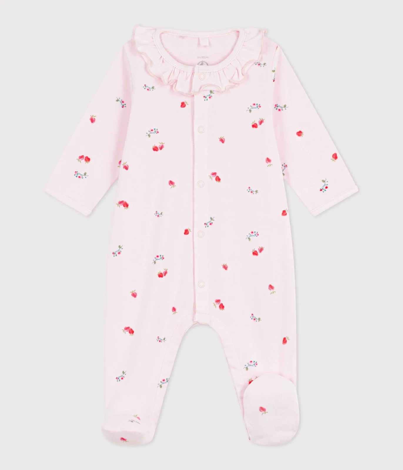 Babies' floral cotton pyjama suit with a collar