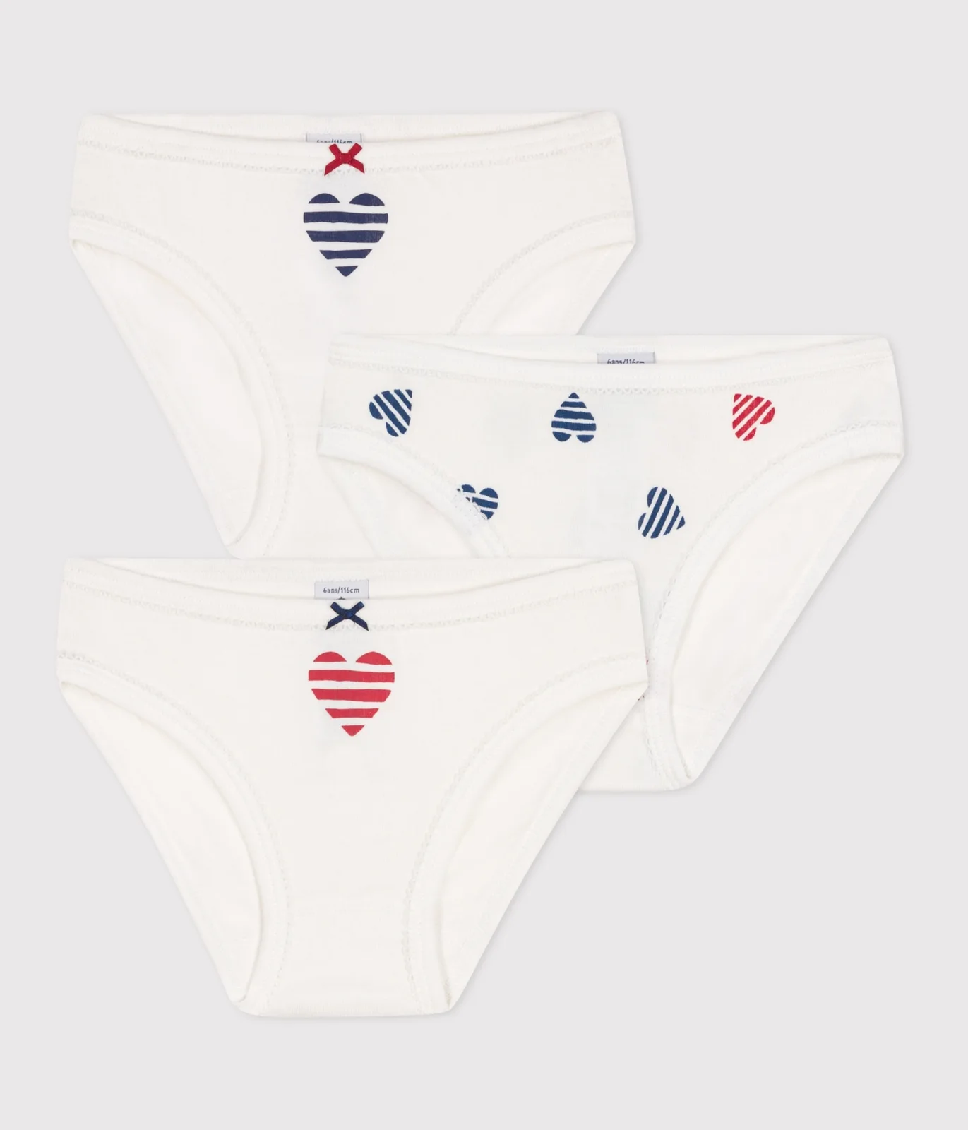 Children's heart-print cotton pants - 3-Pack
