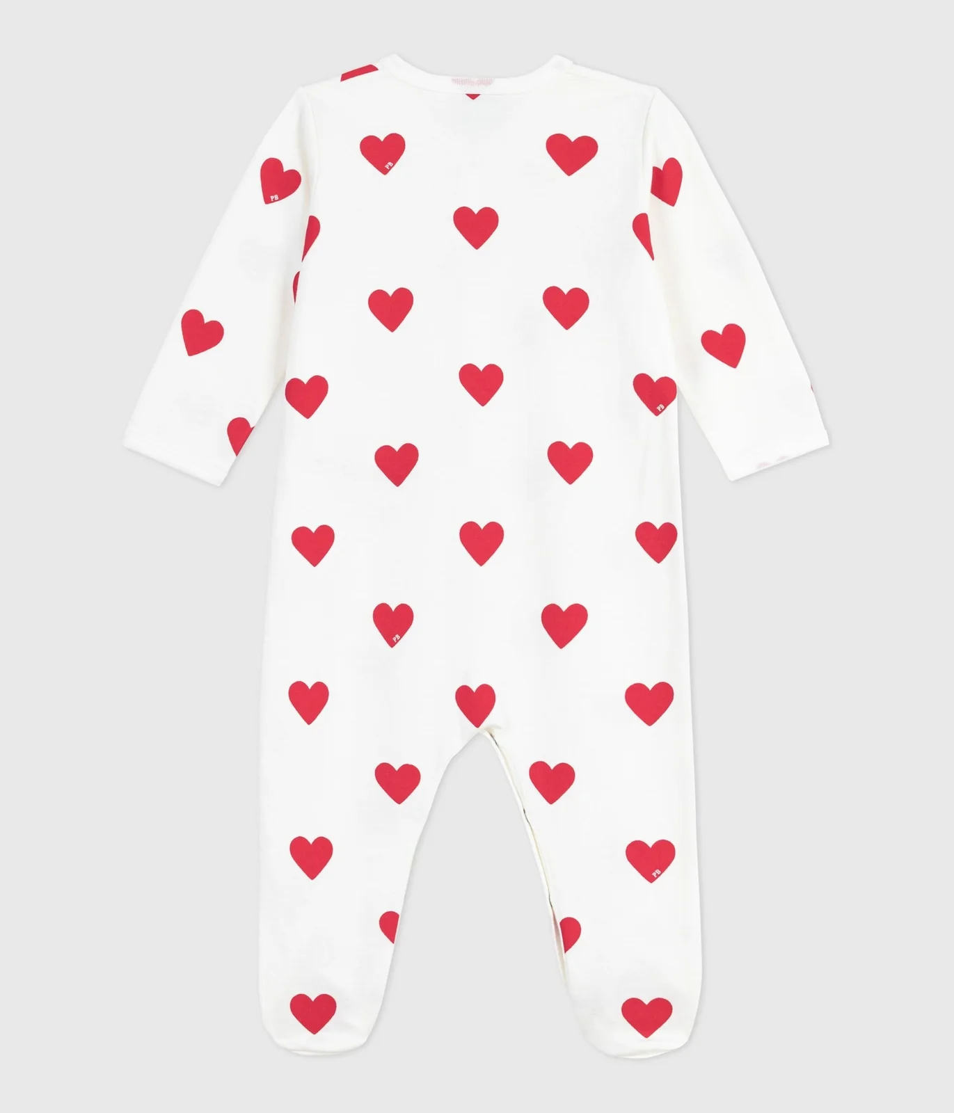 Unisex baby sleepsuit in heart-print cotton
