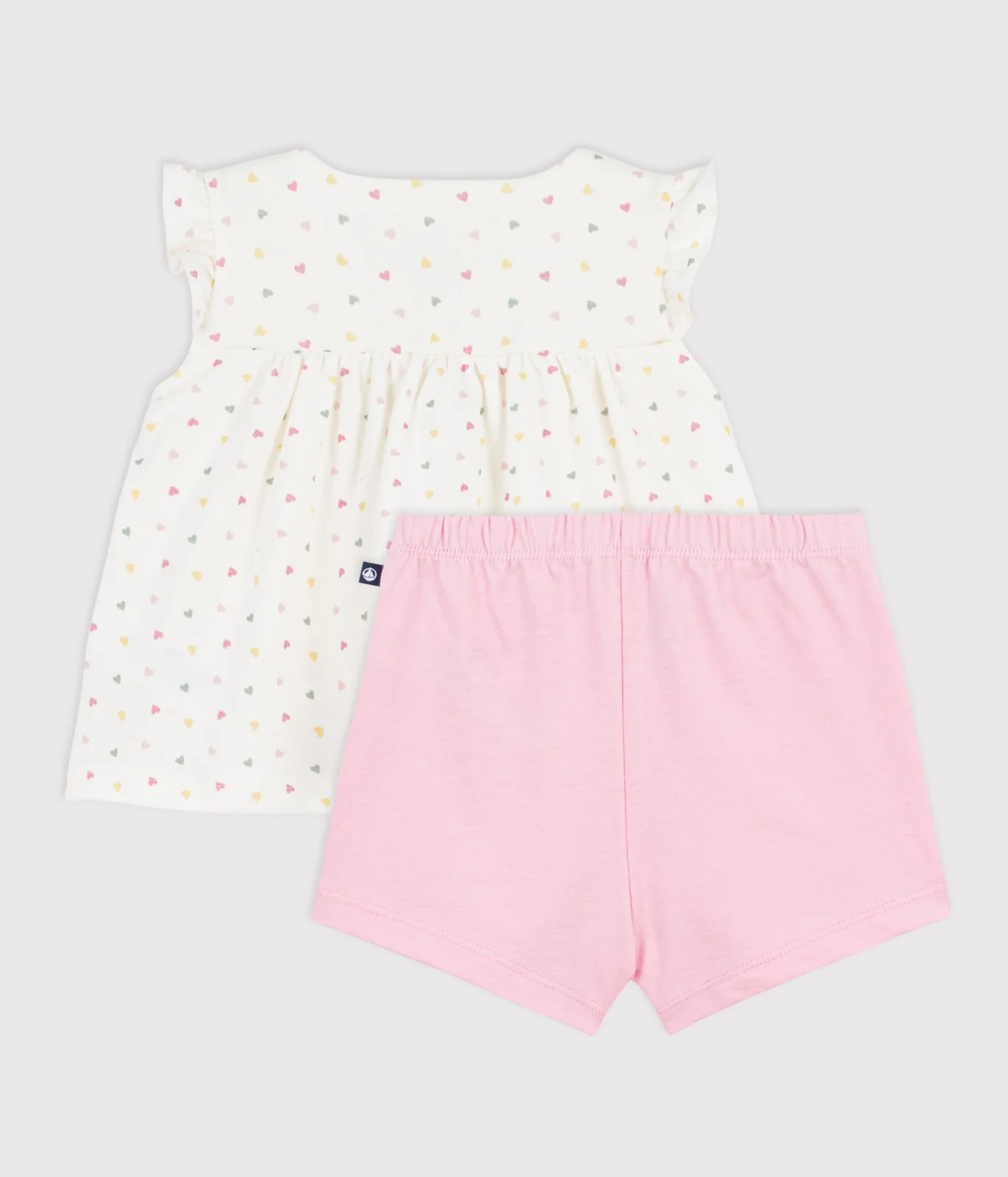 Babies' 2-piece outfit in cotton printed with mini hearts