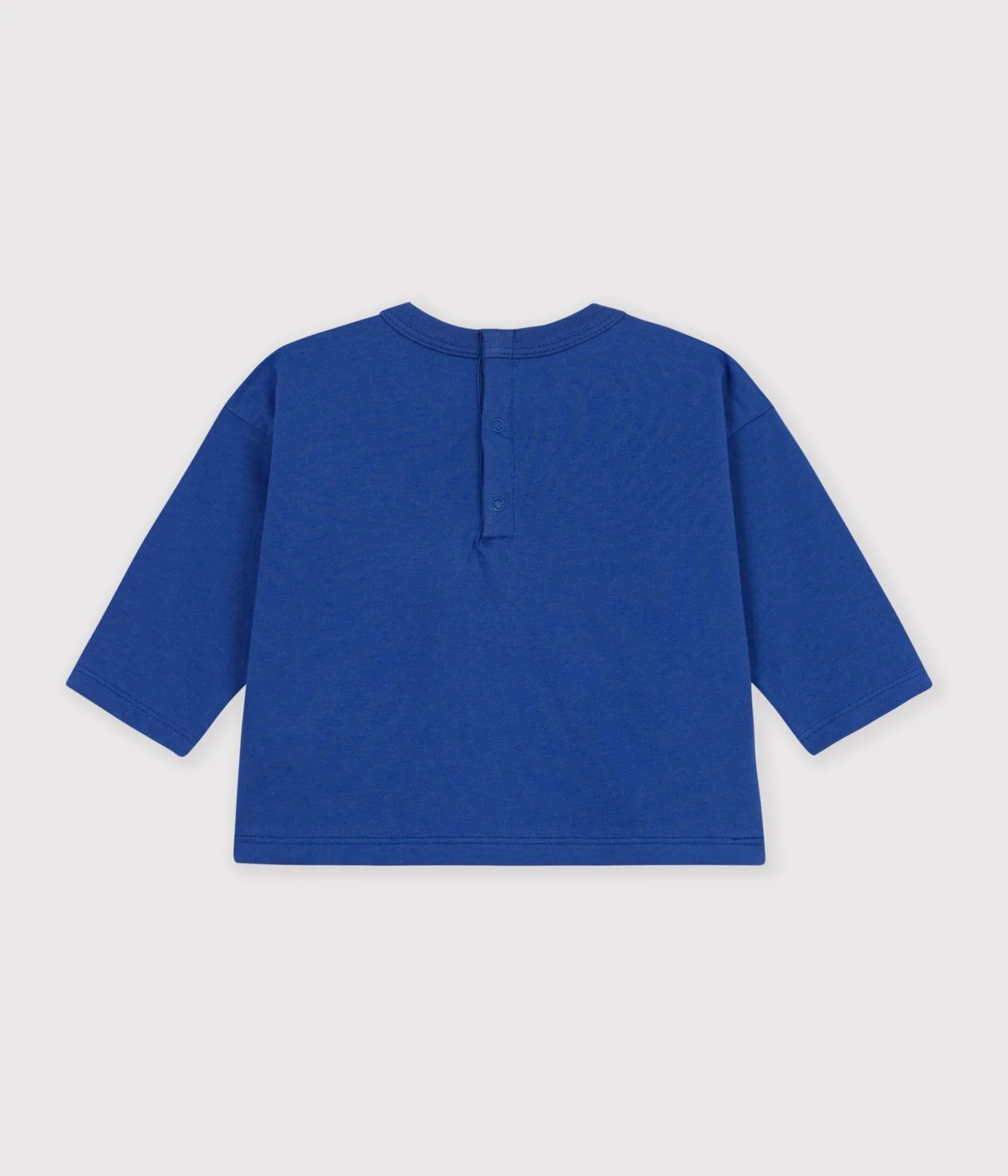 Babies' long-sleeved plain cotton T-shirt with a motif