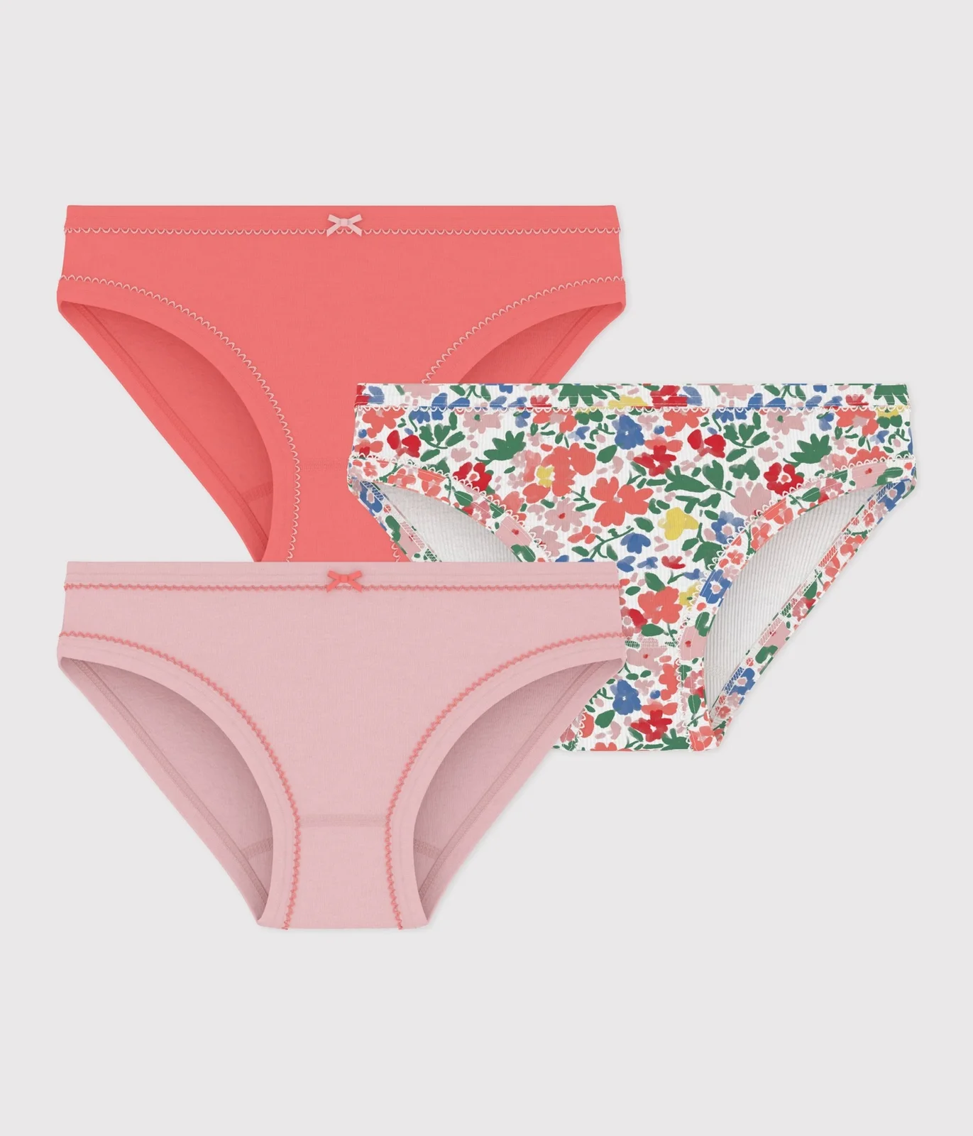 Pack of children's flower-patterned cotton pants