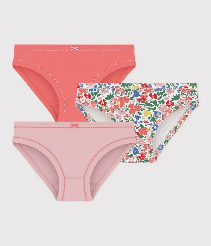Pack of children's flower-patterned cotton pants