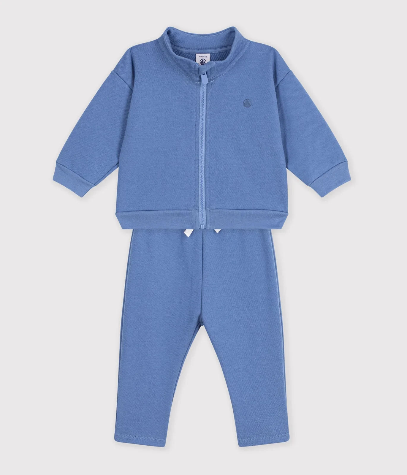 Babies' sweatshirt and trousers set in plain cotton