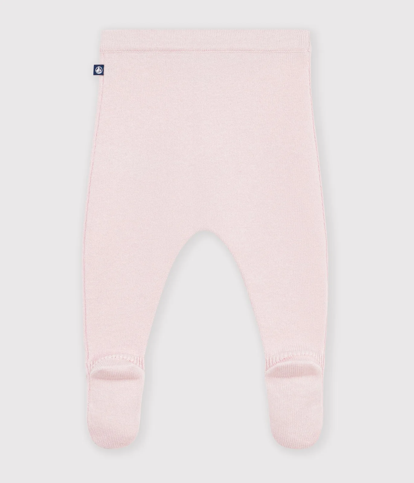Plain wool and cotton knit baby trousers