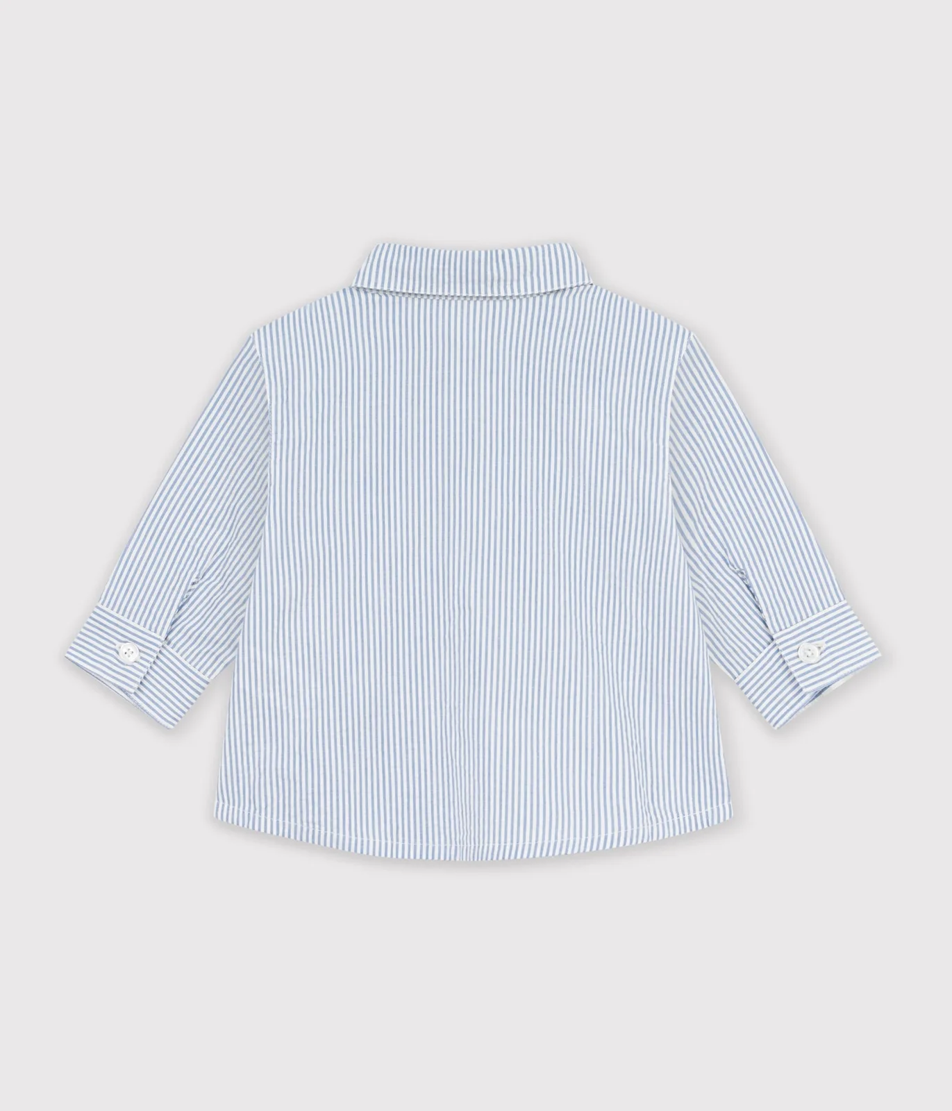 Babies' long-sleeved stripy cotton shirt