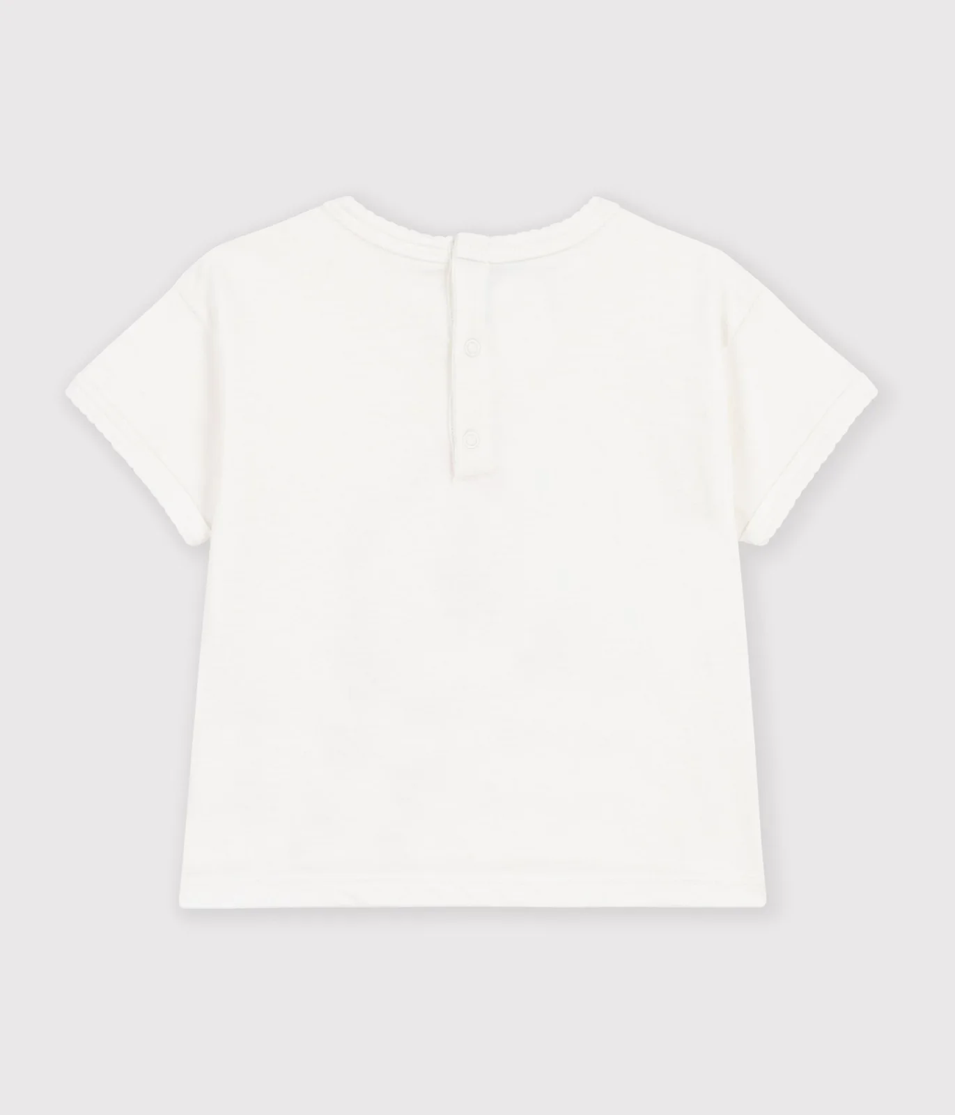 Babies' plain short-sleeved patterned cotton T-shirt