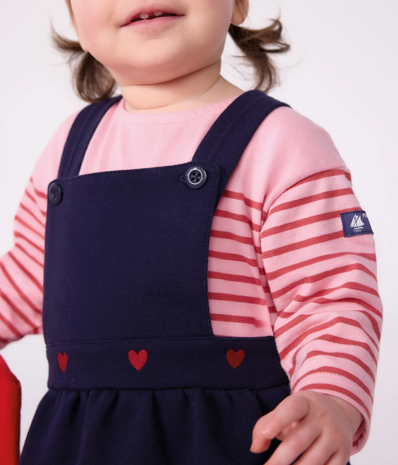 Babies' long-sleeved stripy cotton T-shirt.