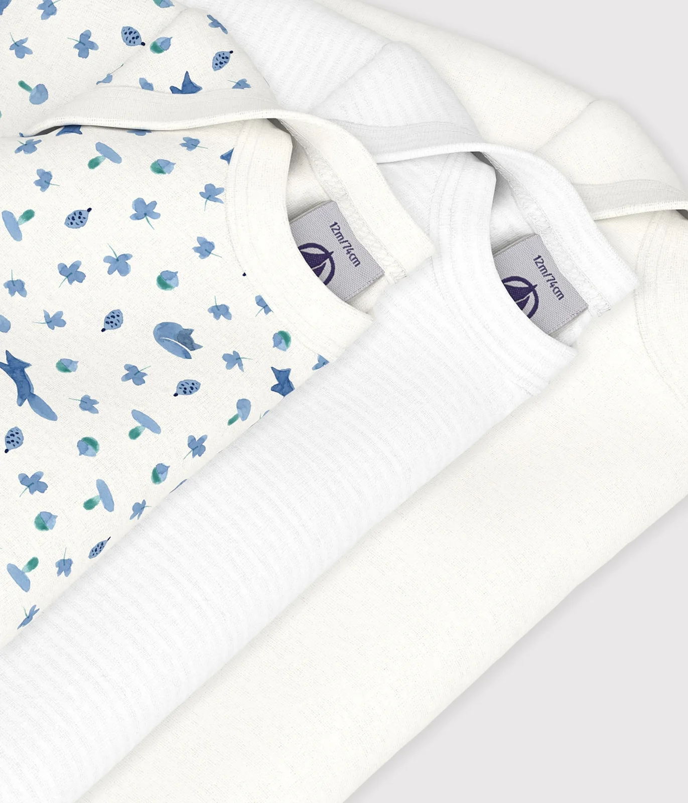 Pack of long-sleeved fox print cotton bodies for babies