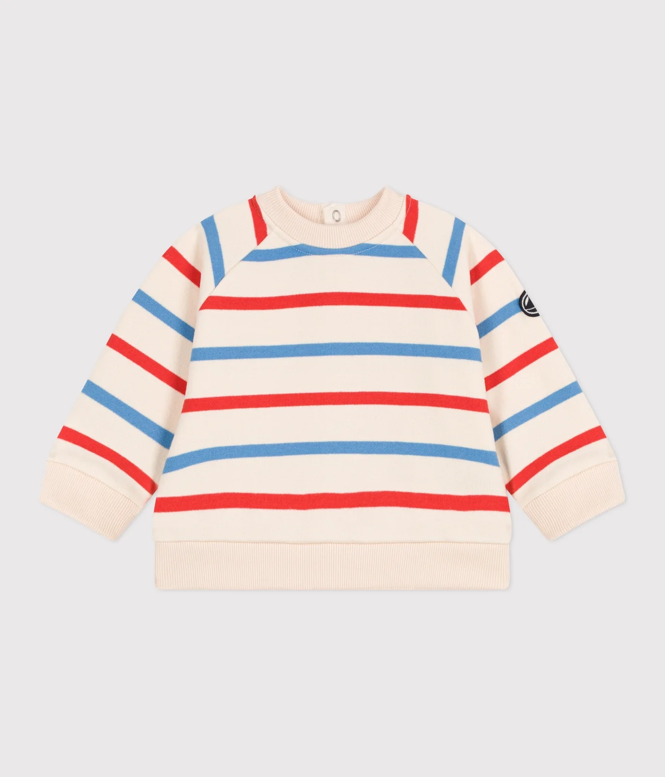 Babies' Breton stripe cotton sweatshirt printed in two colours