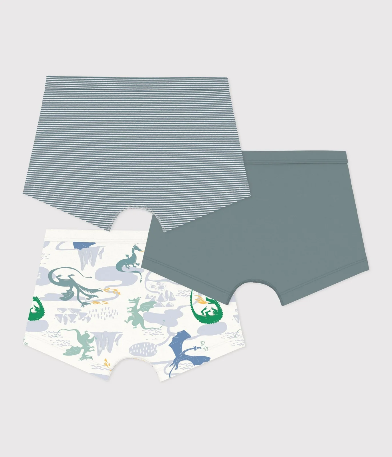 Pack of children's dragon print cotton boxers with covered waistbands