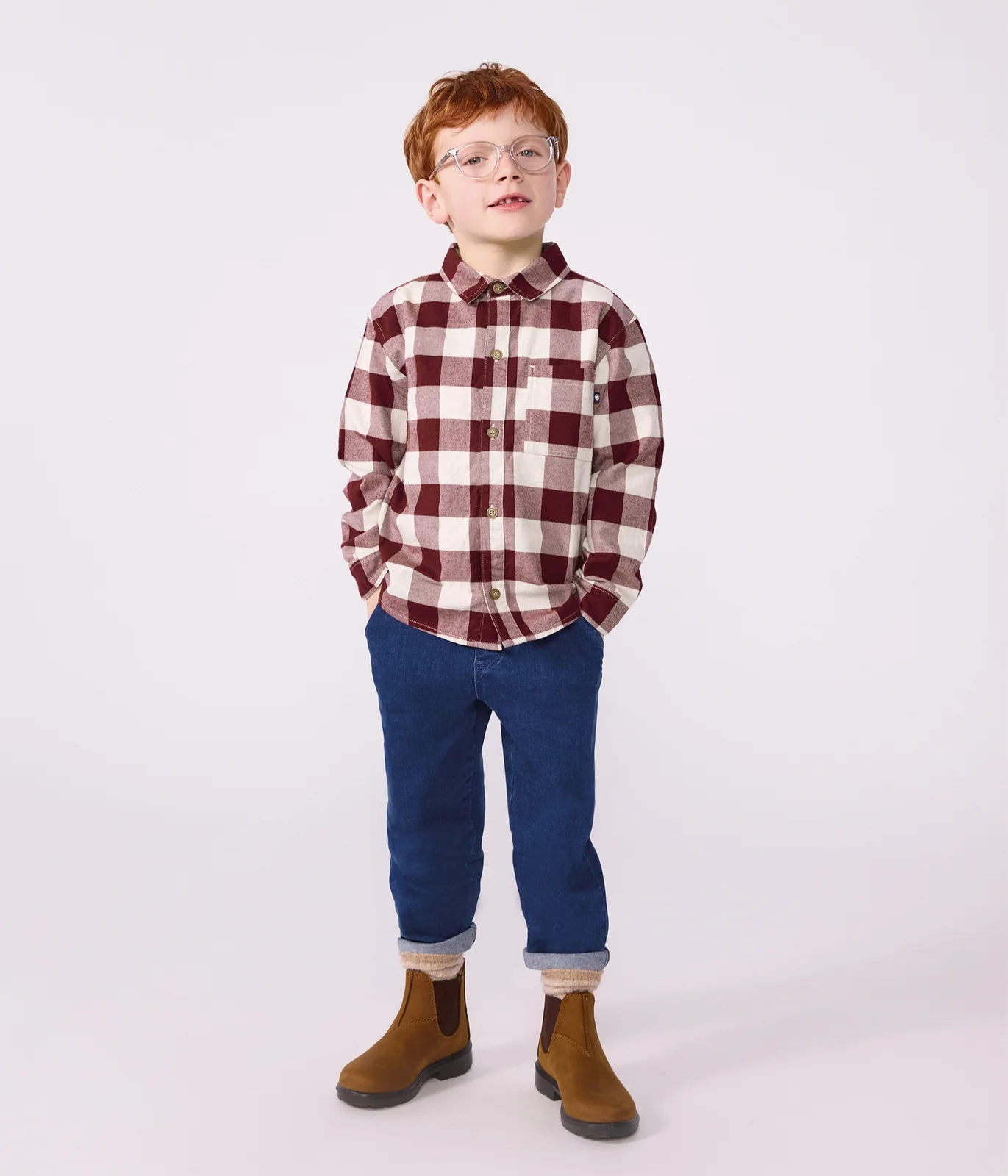Children's checked cotton shirt