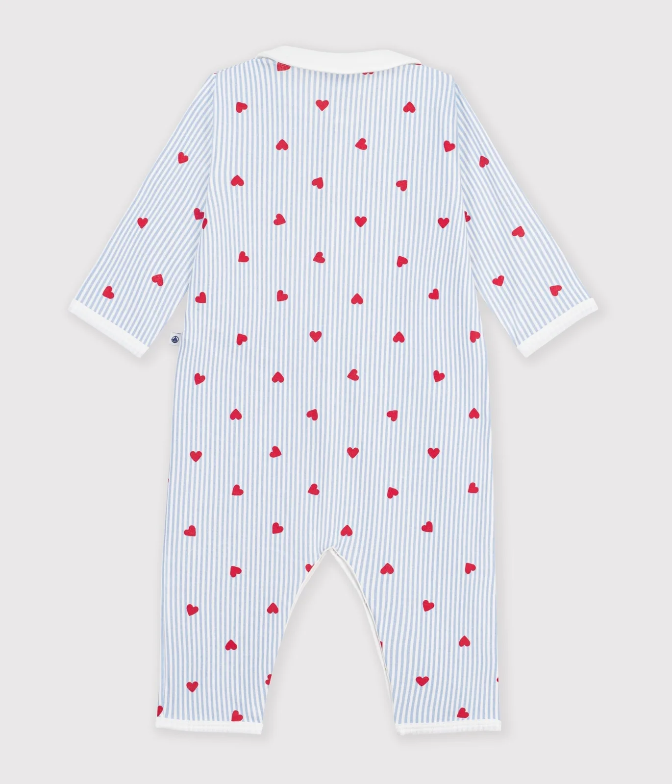 Baby footless cotton pyjamas with heart print