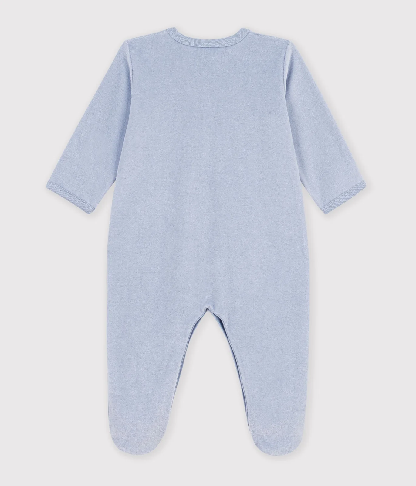 Babies' plain velour pyjama suit with a placed design
