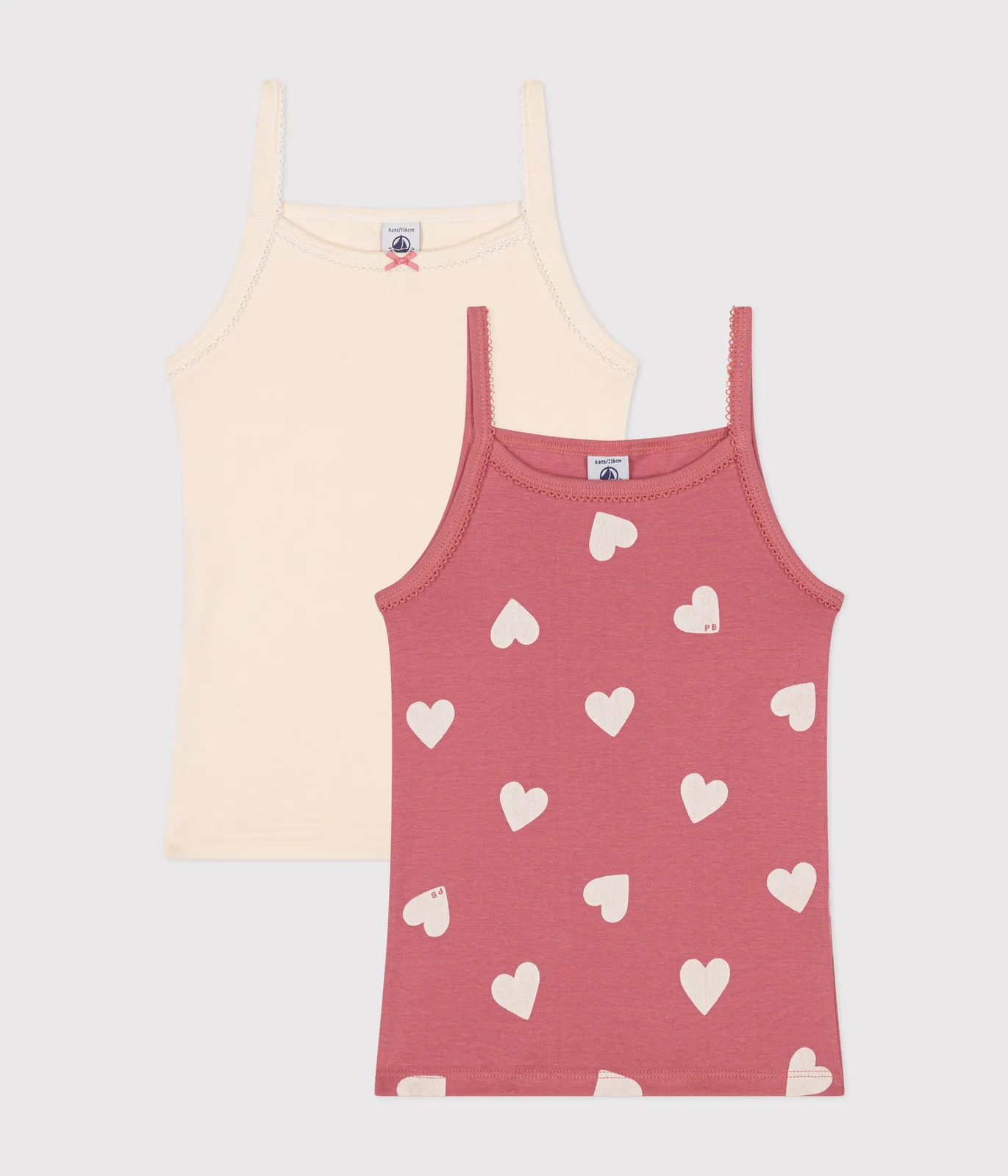 Children's cotton vests with fine straps - 2-Pack