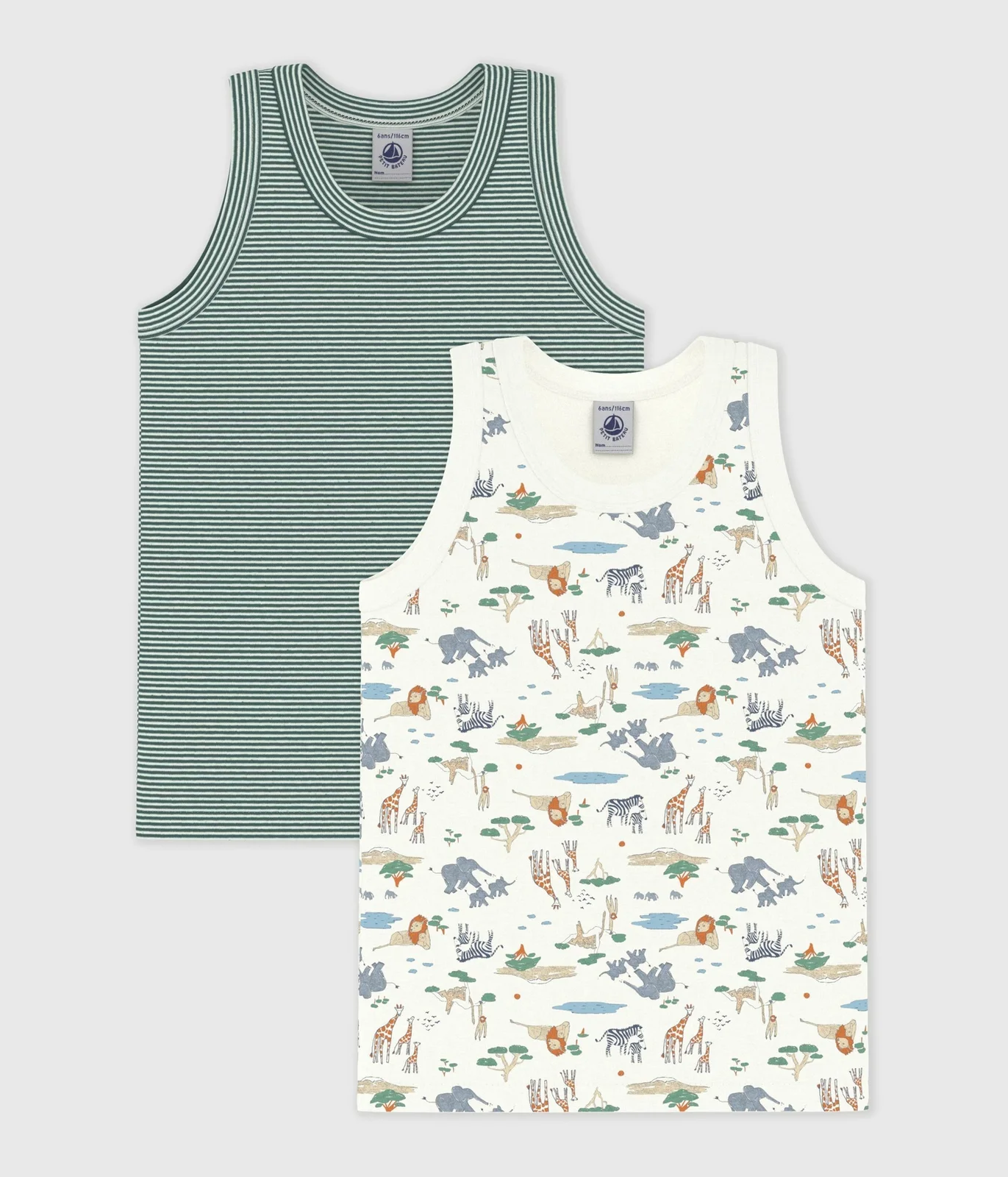 Pack of children's savannah print cotton tank tops