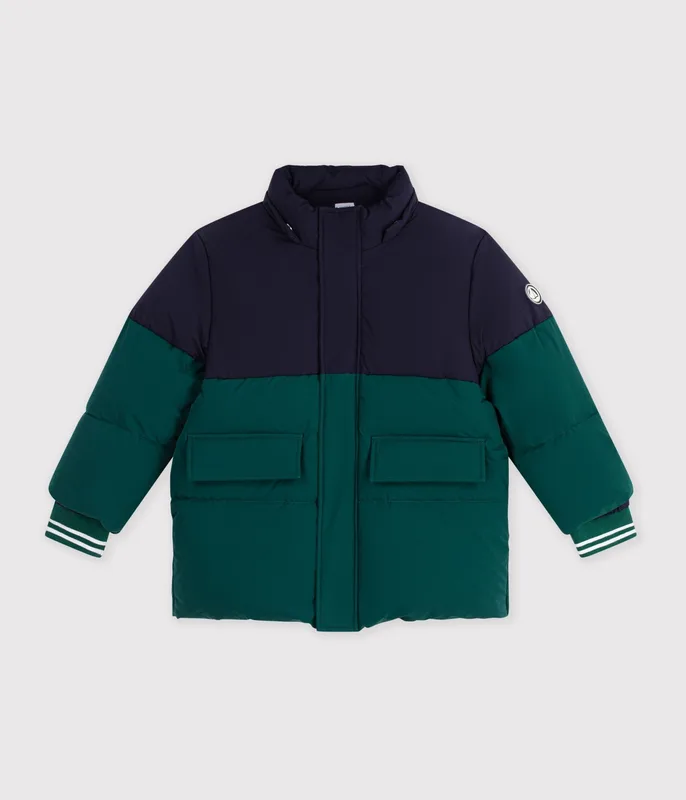 Children's plain colourblock puffer jacket