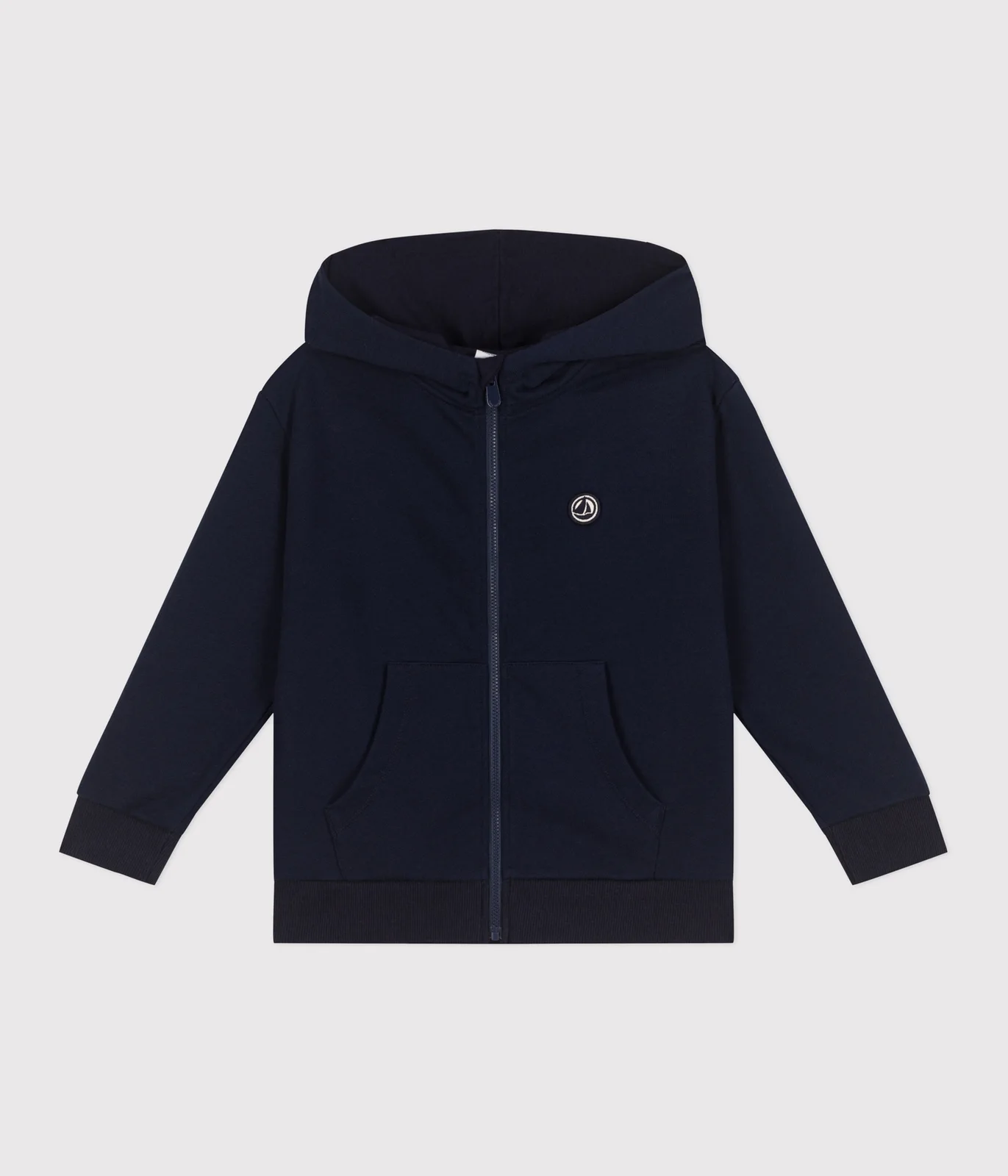Children's plain cotton zip-up hoodie