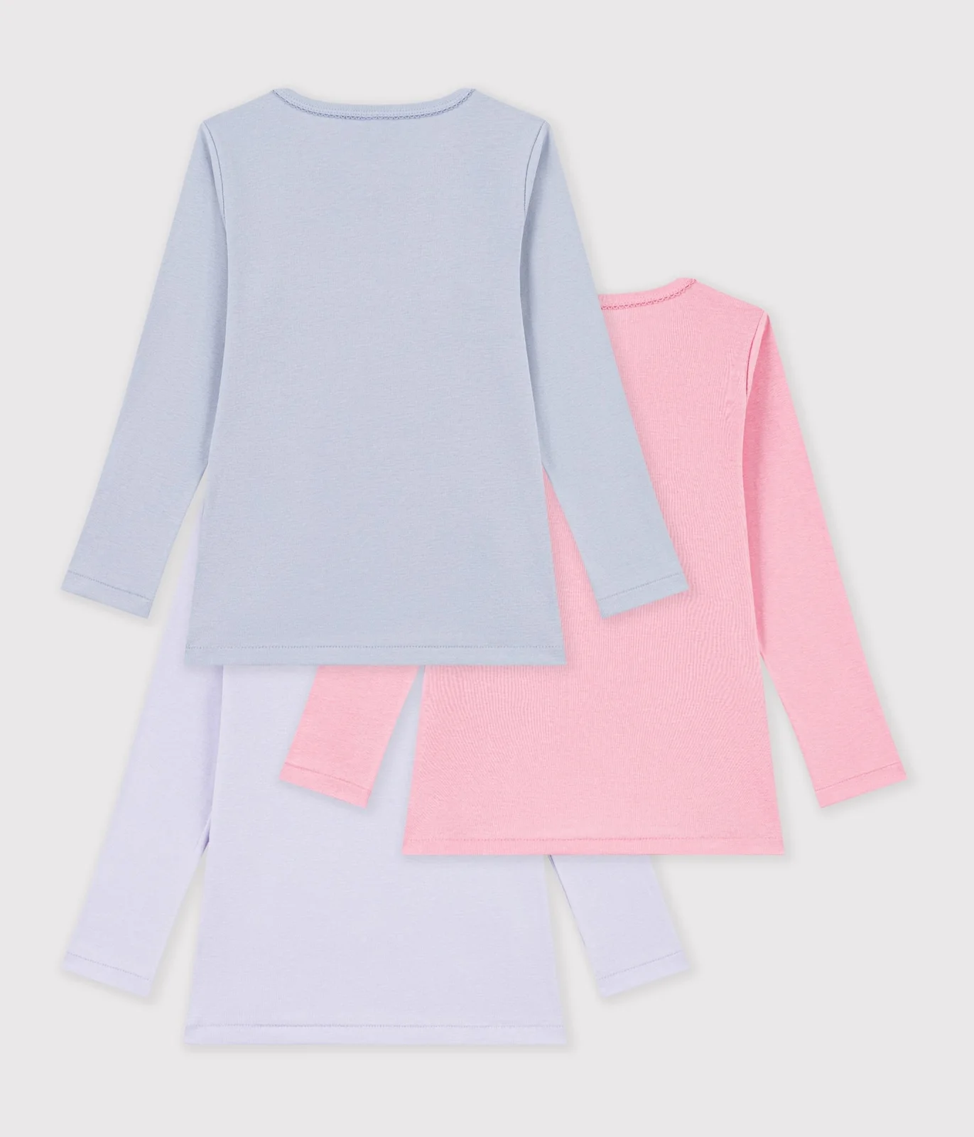 Pack of children's long-sleeved plain T-shirts