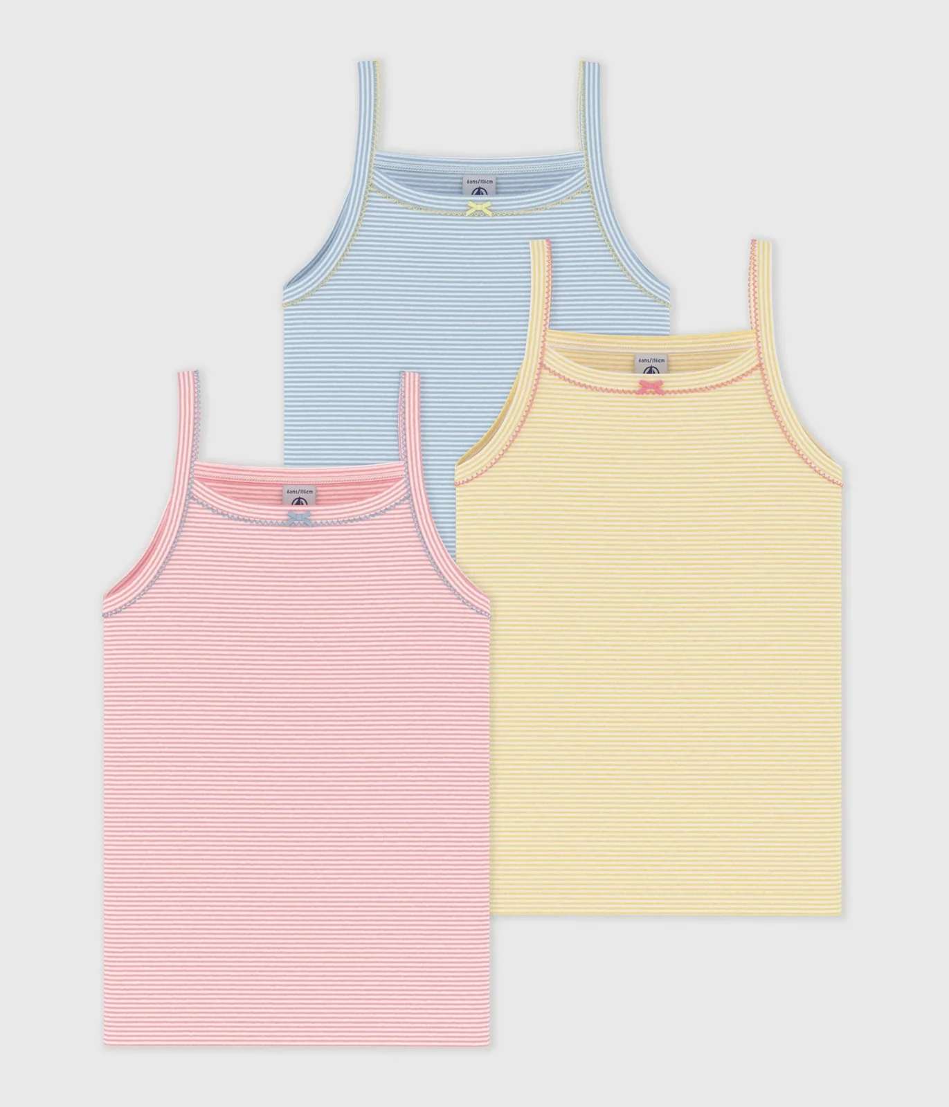 Pack of children's stripy cotton tank tops