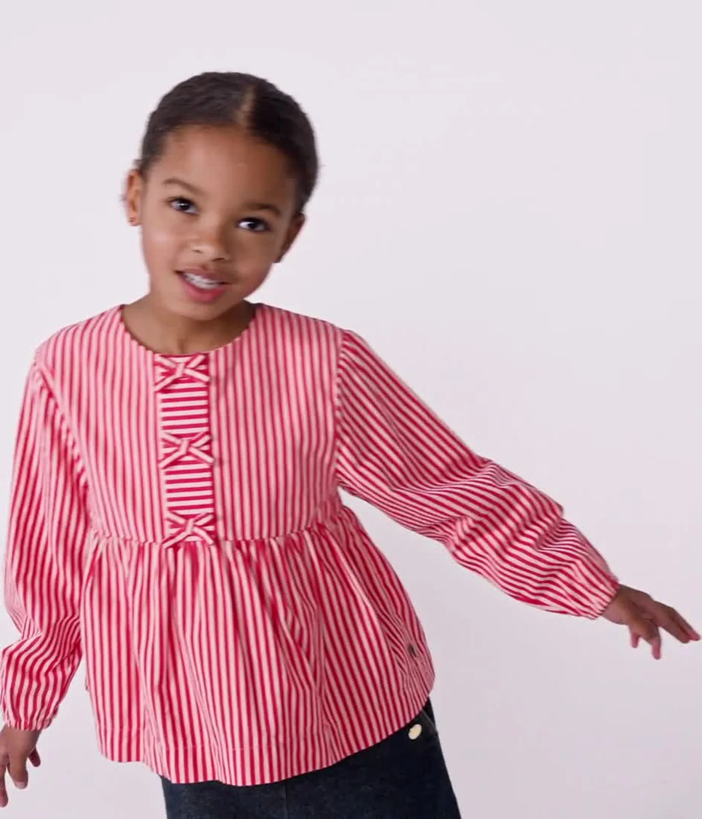 Children's long-sleeved stripy cotton blouse