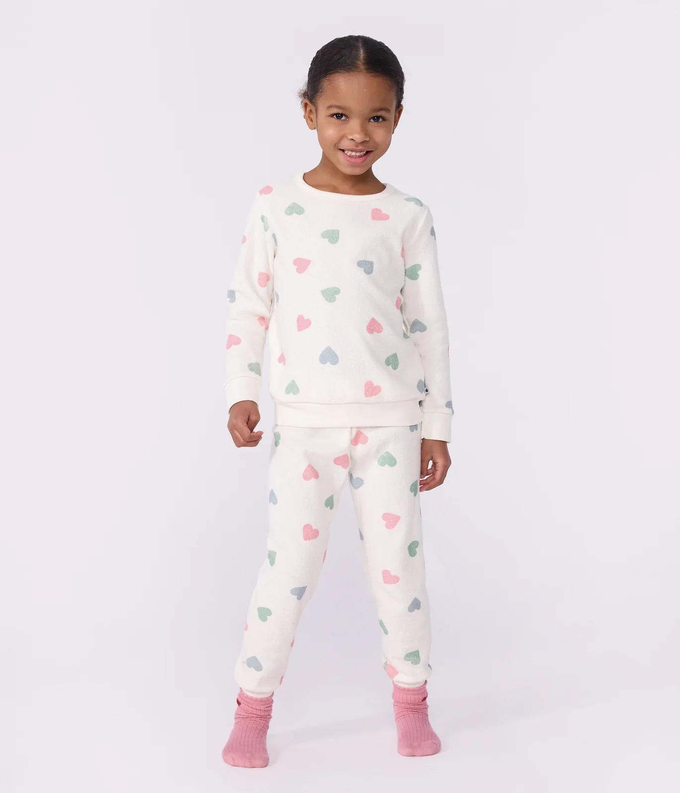 Children's cotton terry pyjamas with hearts