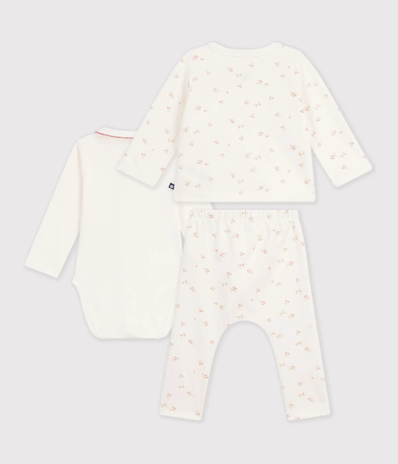 Babies' outfit in cotton with flowers printed on the collar