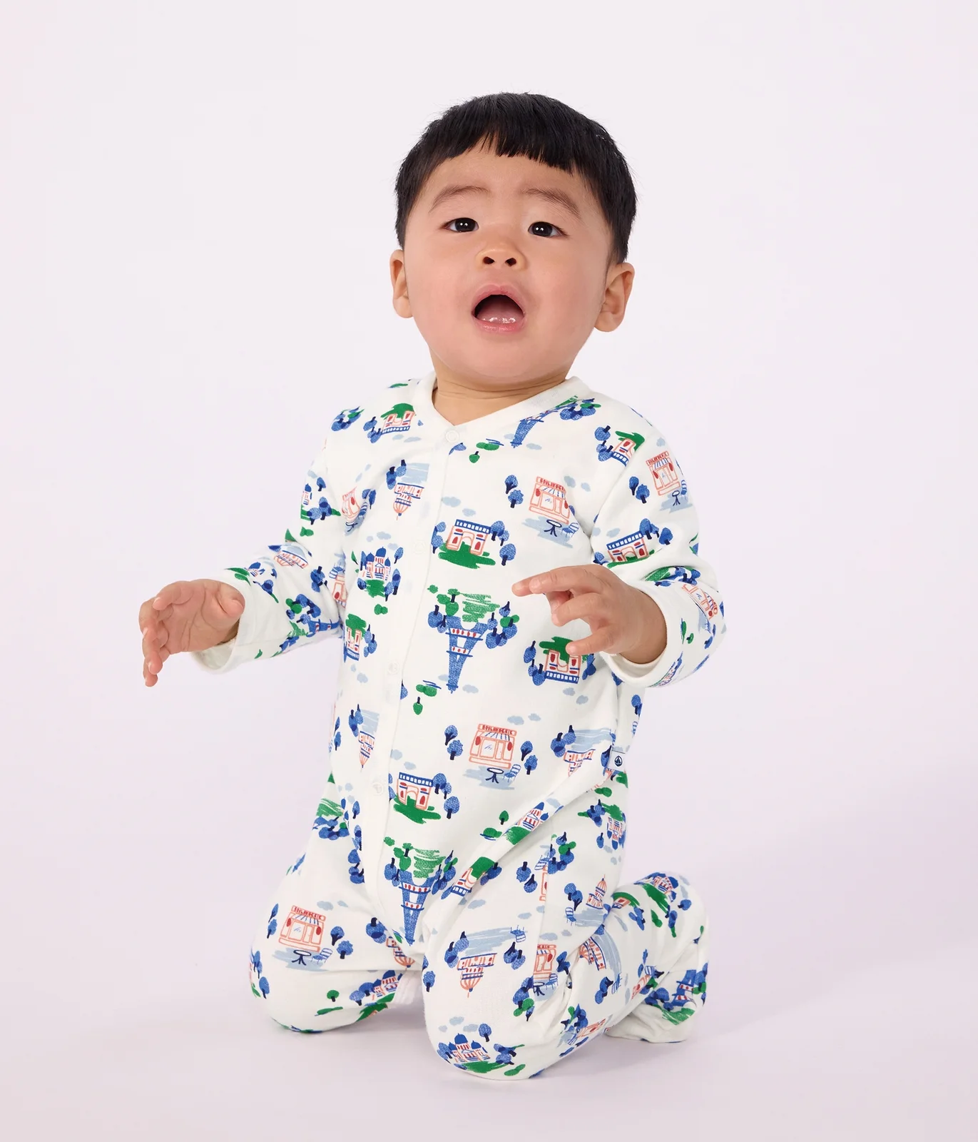 Babies' Paris print fleece pyjama suit