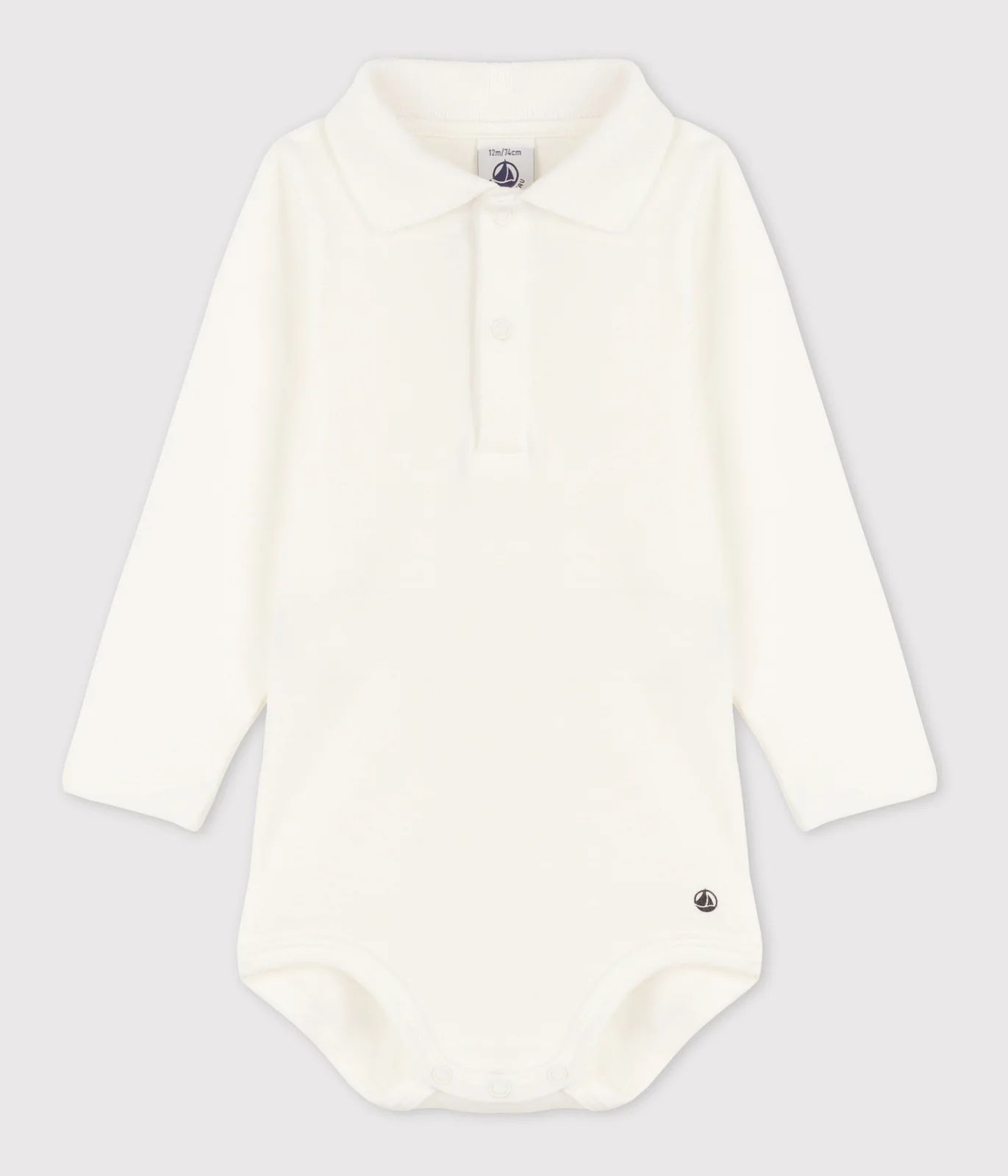 Babies' plain cotton body with a polo collar