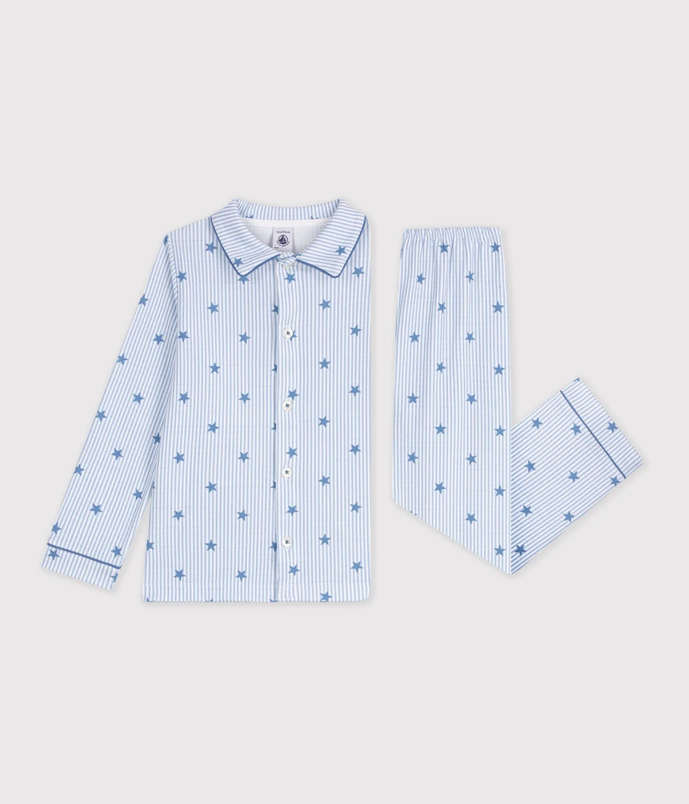 Children's buttoned star printed cotton pyjamas
