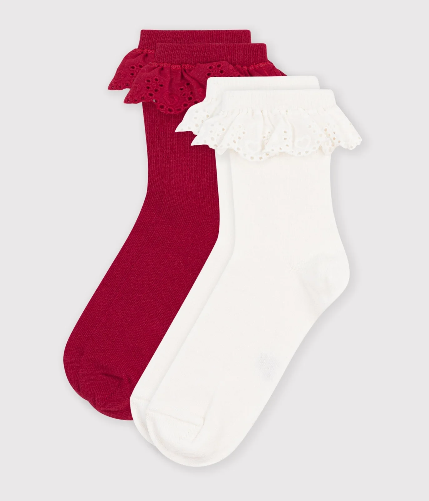 2 pairs of children's cotton socks with frills