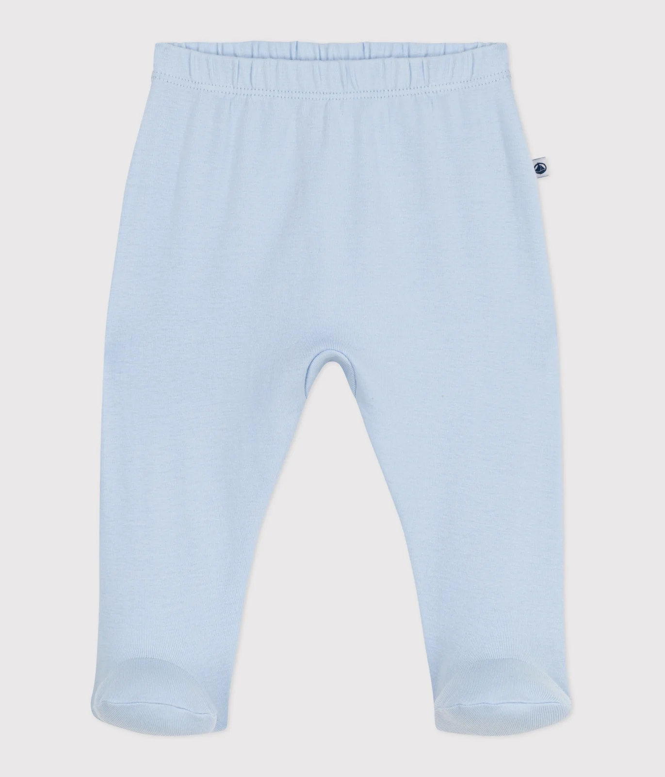 Newborn babies' plain cotton trousers with feet