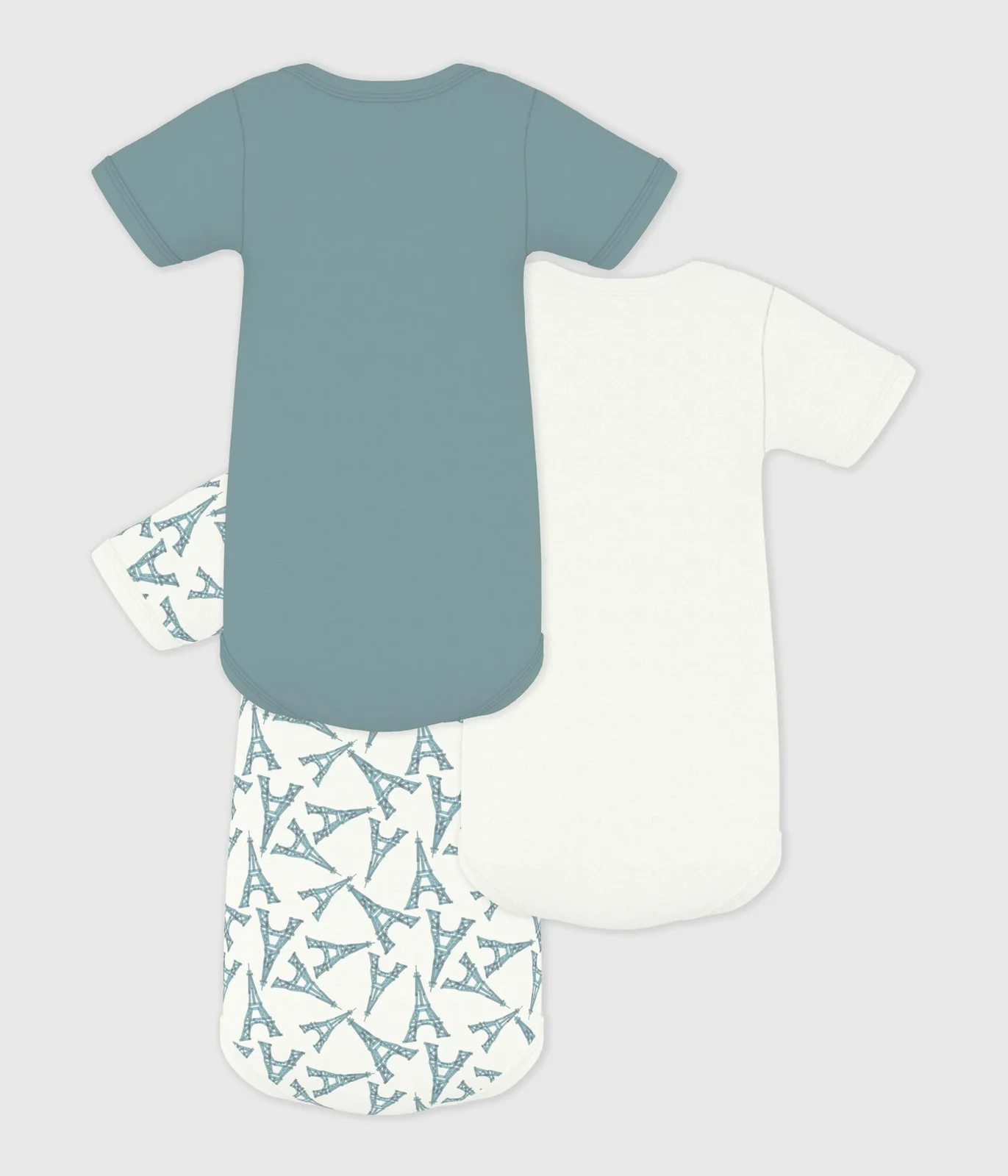 Pack of babies' short-sleeved Eiffel Tower print cotton bodies