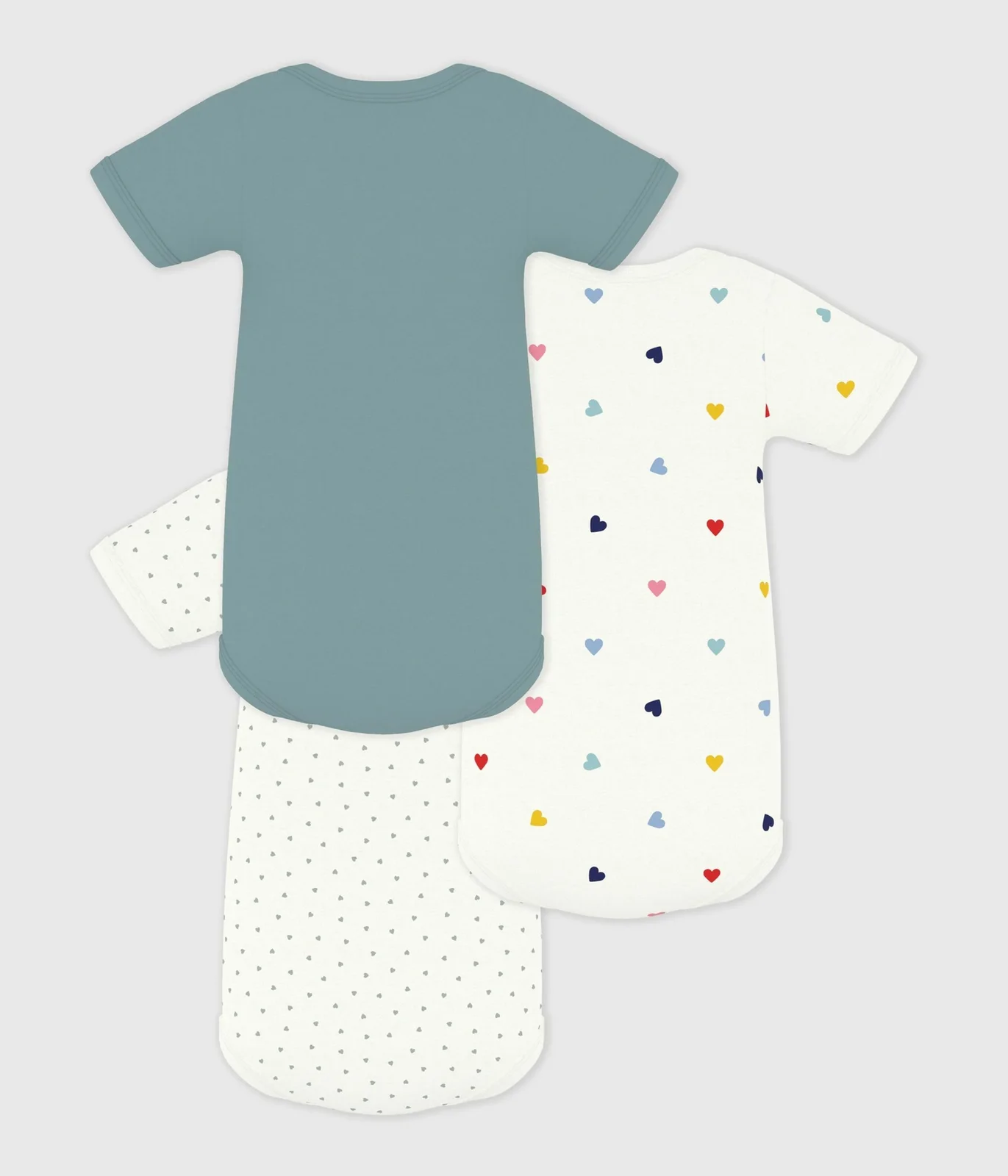 Pack of babies' short-sleeved heart print cotton bodies