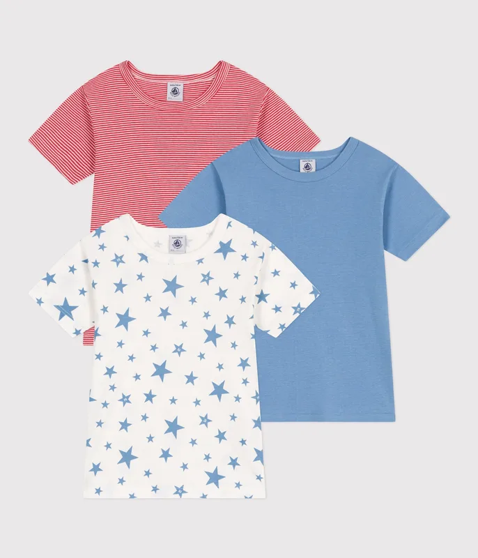 Children's short-sleeved star print cotton T-shirts - 3-Pack