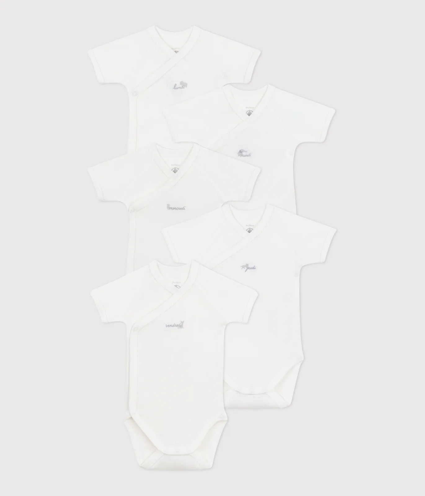 Babies' short-sleeved wrapover cotton bodysuits - 5-Pack