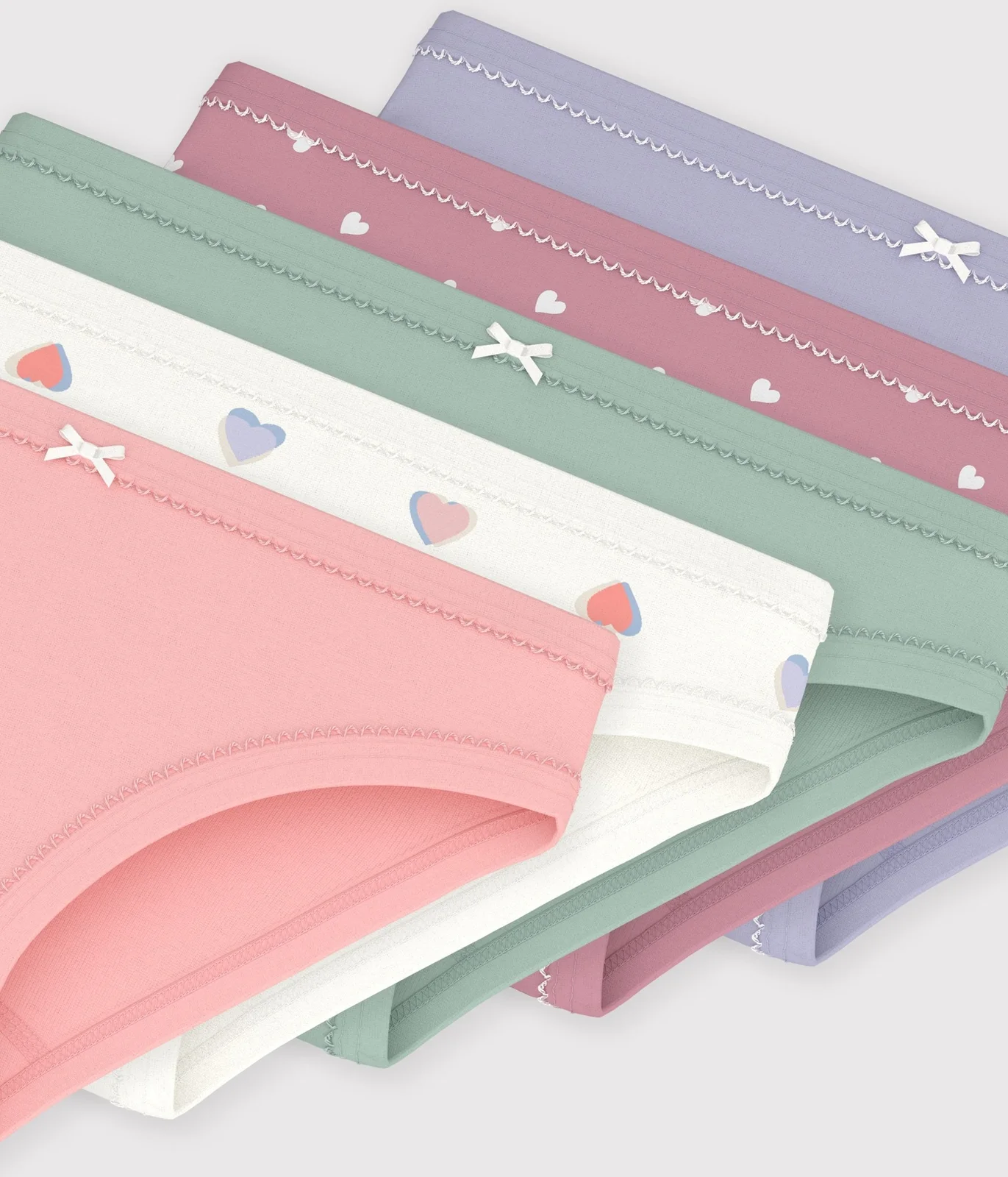 Pack of children's cotton pants with hearts