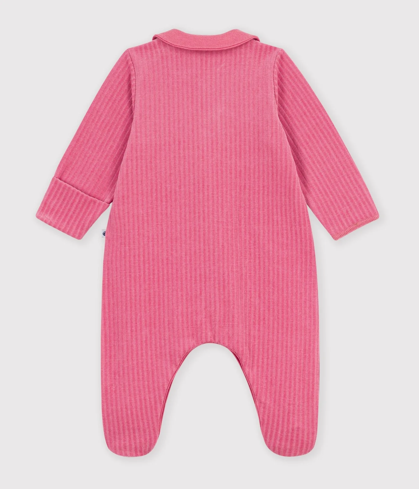 Babies' plain velour pyjama suit with a collar