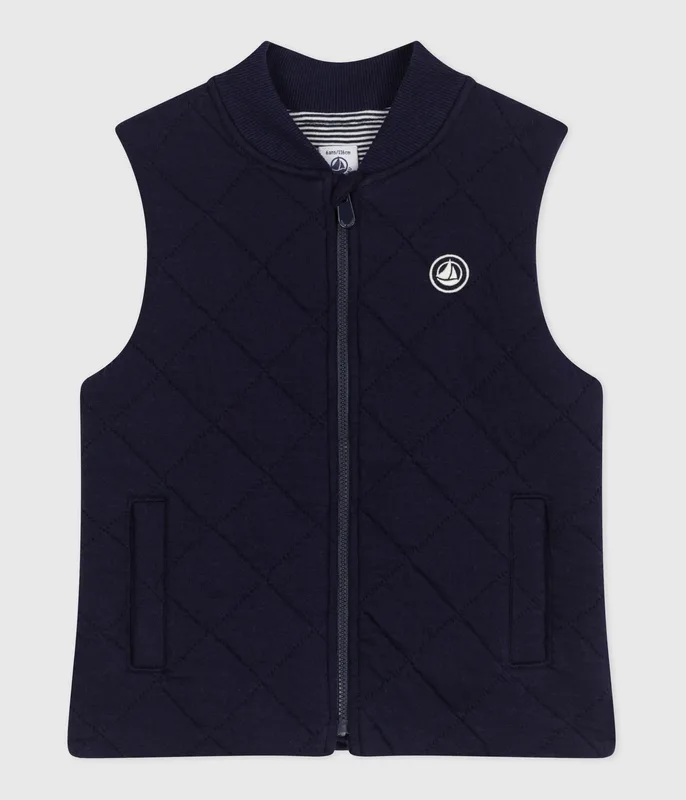 Children's sleeveless plain cotton cardigan