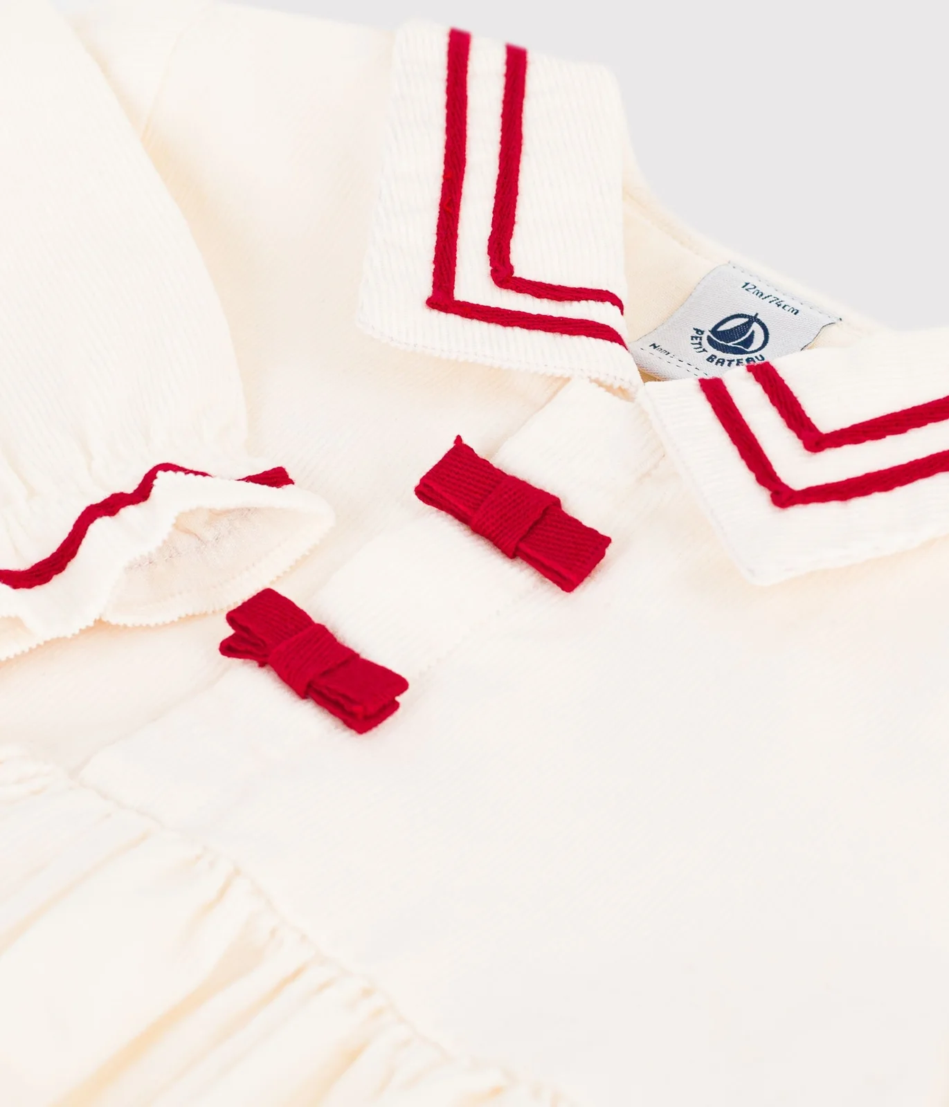 Babies' long-sleeved plain corduroy dress