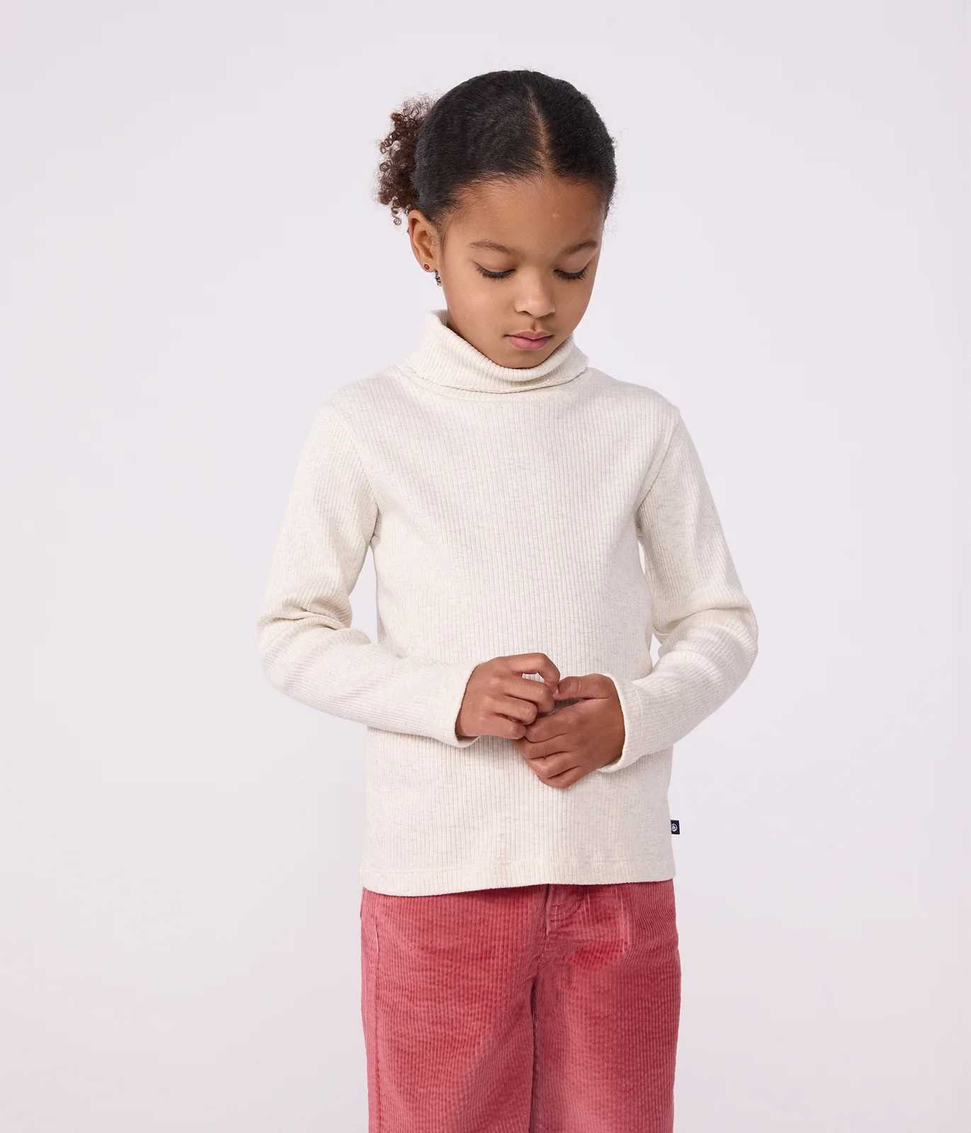 Children's plain cotton rollneck top