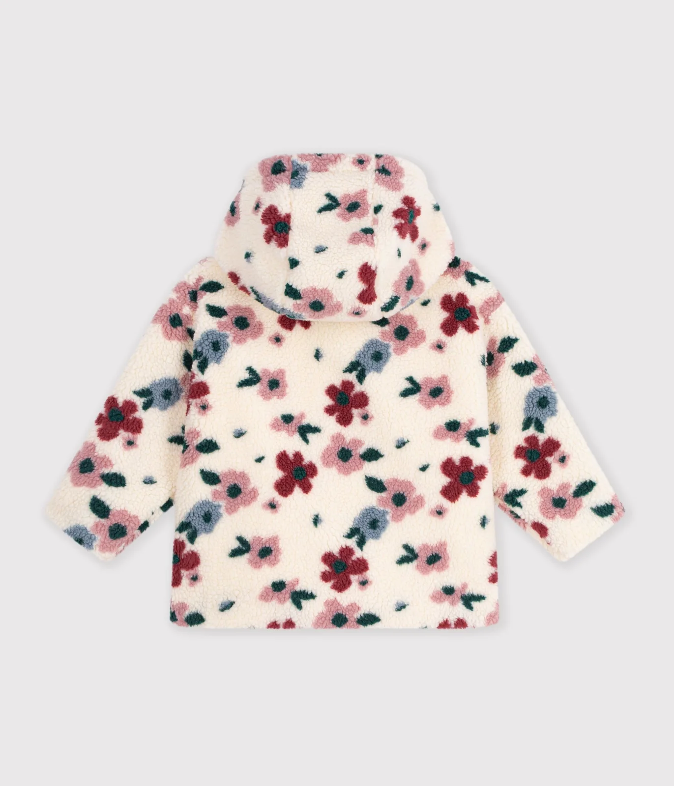 Children's hooded jacket in floral sherpa