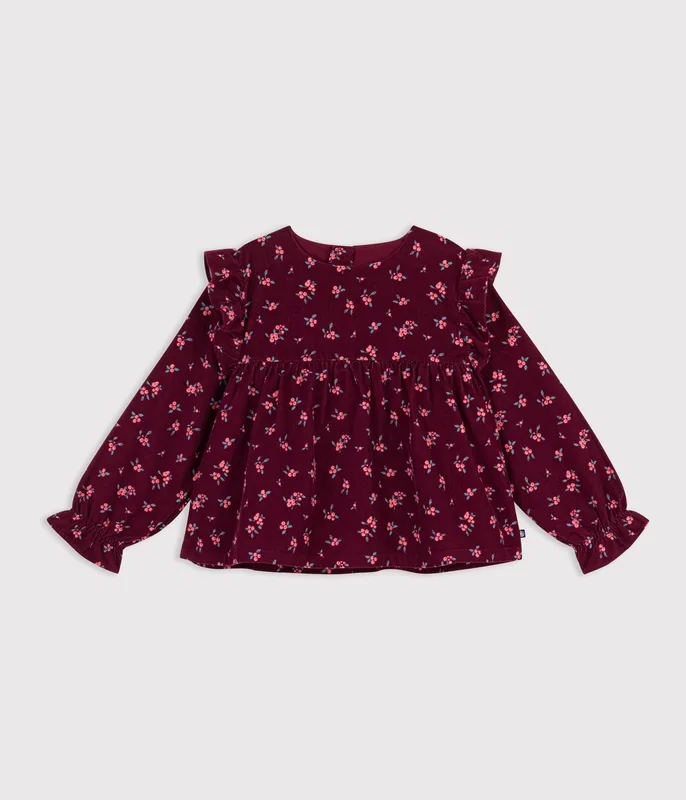 Children's long-sleeved printed cotton blouse