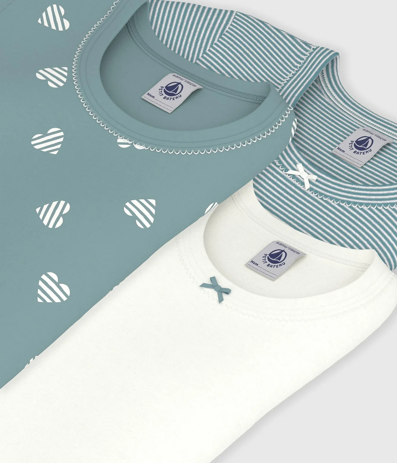 Pack of children's short-sleeved heart-print cotton T-shirts