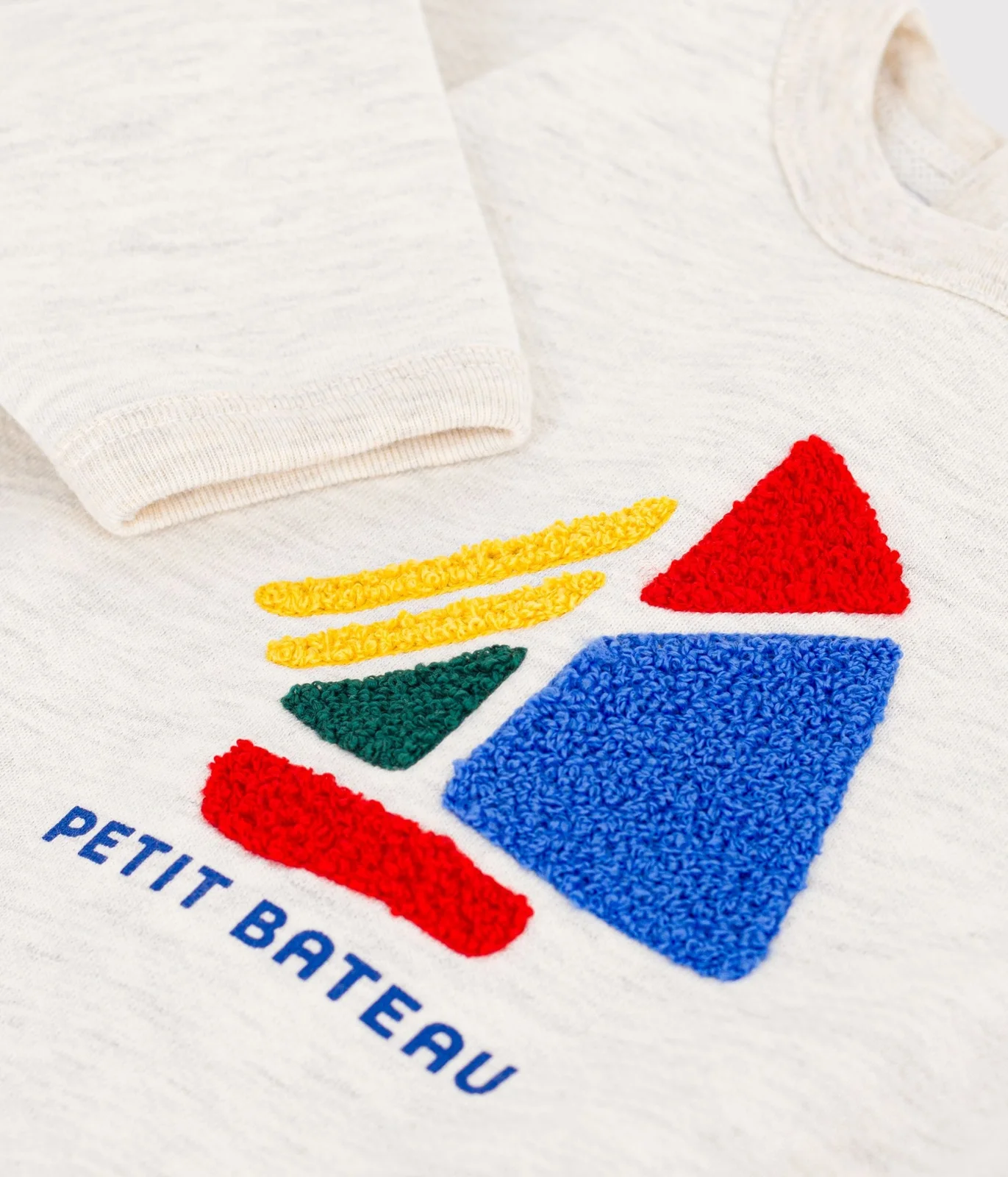 Babies' plain and boat patterned cotton sweatshirt