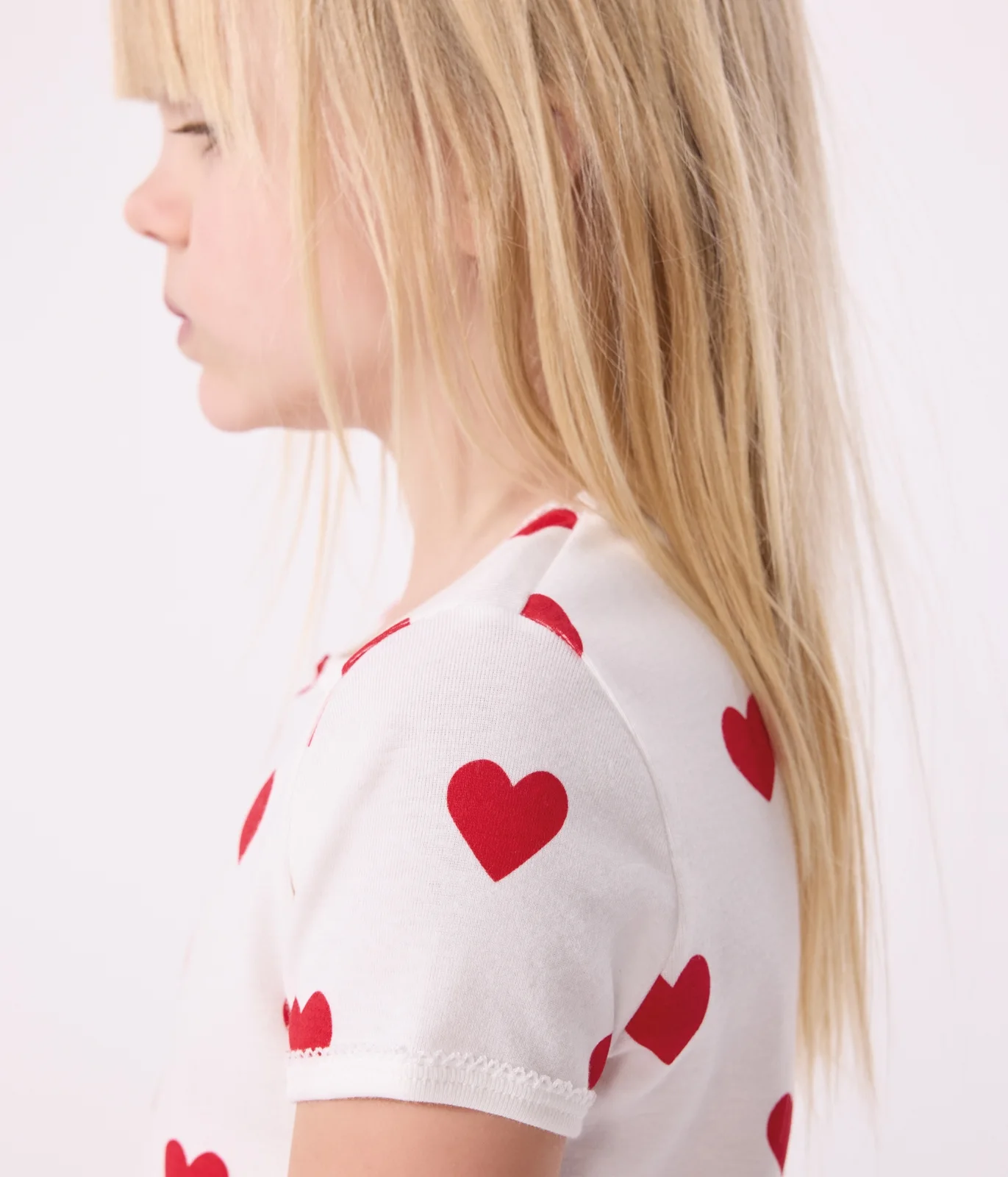 Girls' Heart Patterned Cotton Short Pyjamas