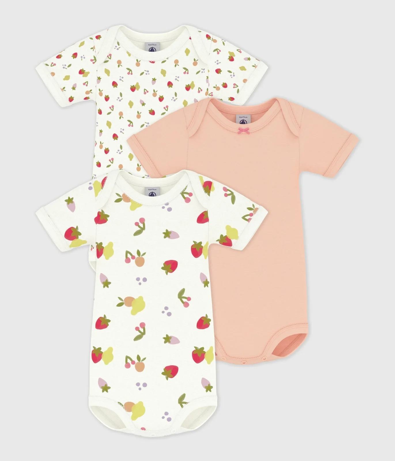 Pack of babies' short sleeved fruit print bodies