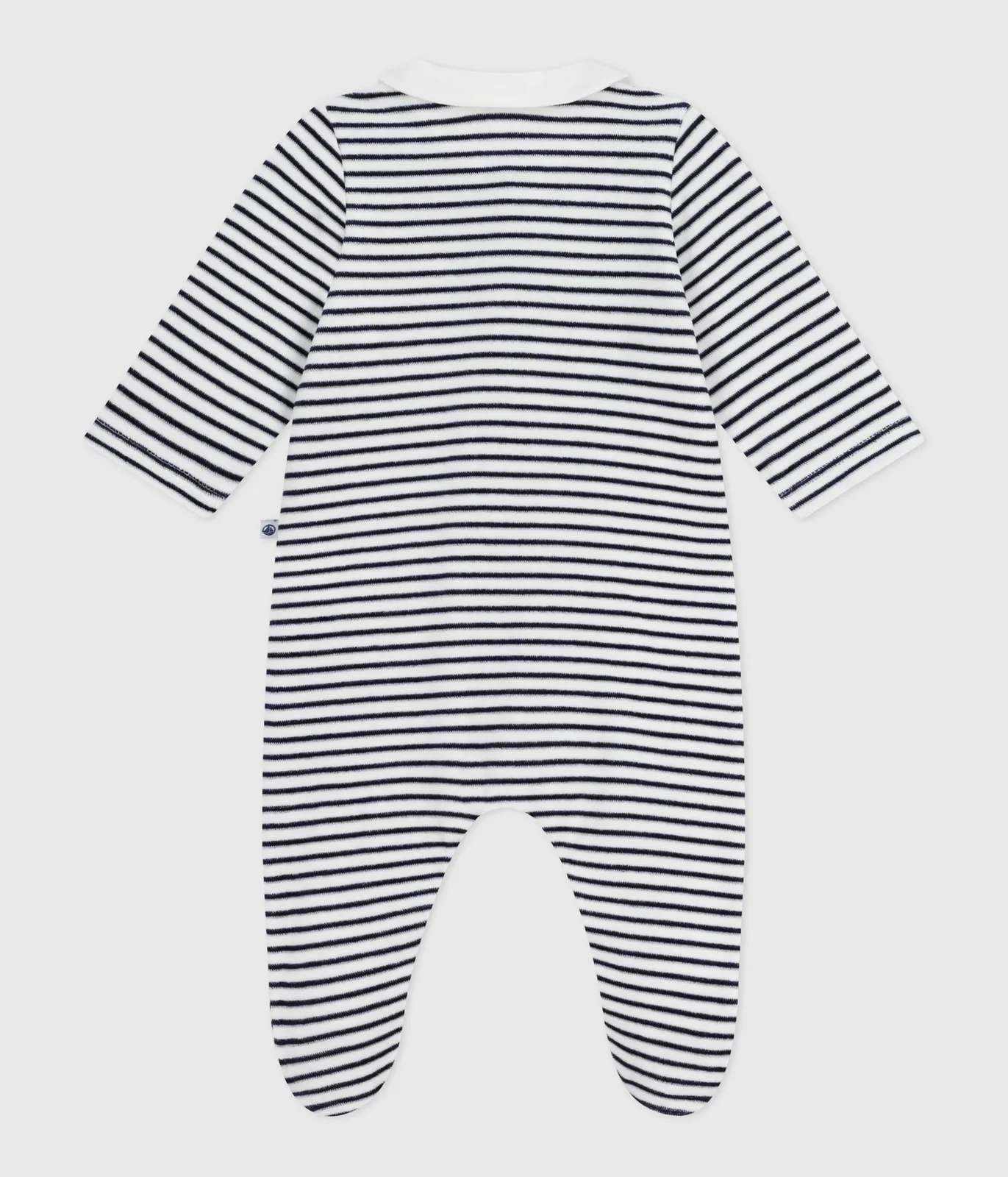 Unisex baby Velour with striped print collar