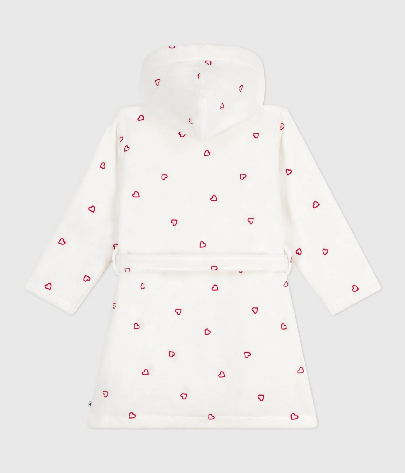 Children's cotton terry bathrobe with embroidered hearts